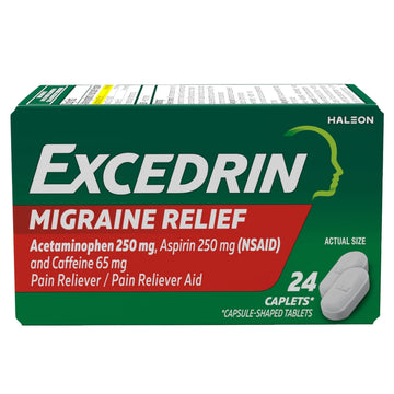Excedrin Migraine Relief Caplets for Migraine Symptoms, Acetaminophen 250mg, Aspirin 250mg, Caffeine 65mg, Pain Reliever, 24 Count Excedrin buy supplements canada