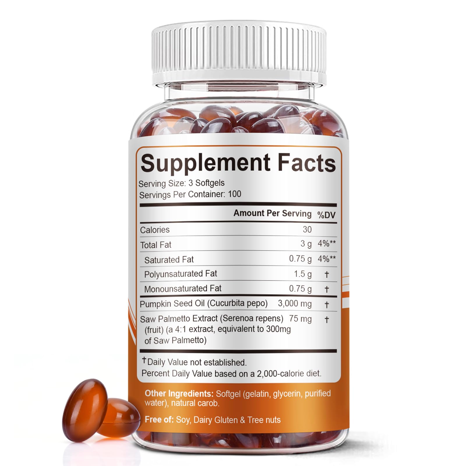 Pumpkin Seed Oil with Saw Palmetto Capsules, 3000mg/serving, 300/600 Softgels | Cold Pressed, Pure Virgin Oil, Essential Fatty Acids & Phytosterols | Supports Hair, Urinary BEWORD buy supplements canada