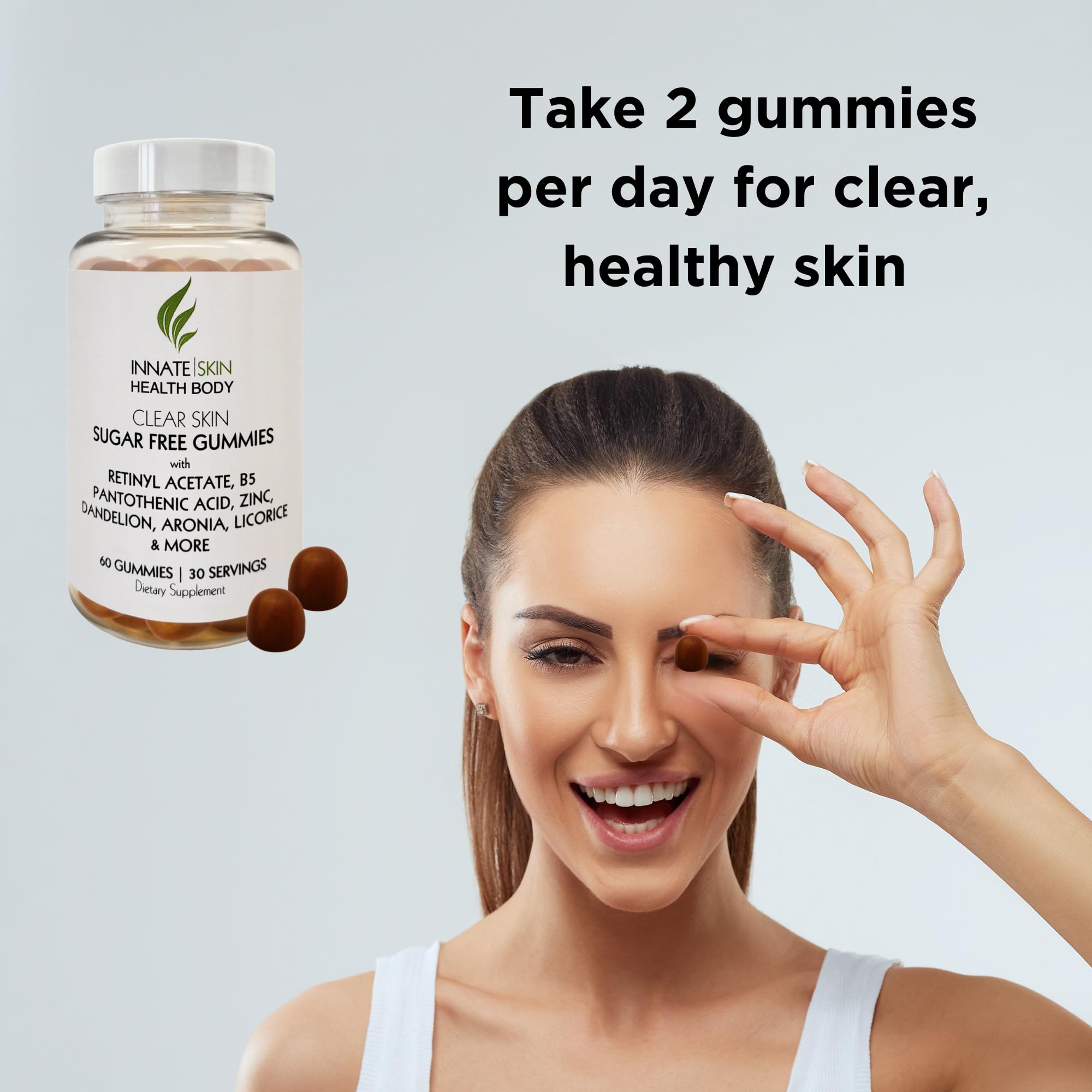 Innate Skin Health Body Clear Skin Acne Gummies - Complexion Supplement, Pantothenic Acid & Antioxidants, Vitamins 60 Count Innate Skin buy supplements canada
