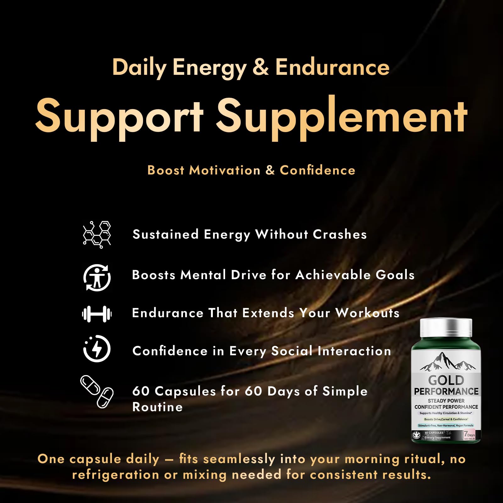 Quantum Gold Performance Capsulas – Daily Energy & Endurance Support Supplement | Boost Motivation & Confidence | 60 Capsules(1PC) ultimapeak buy supplements canada