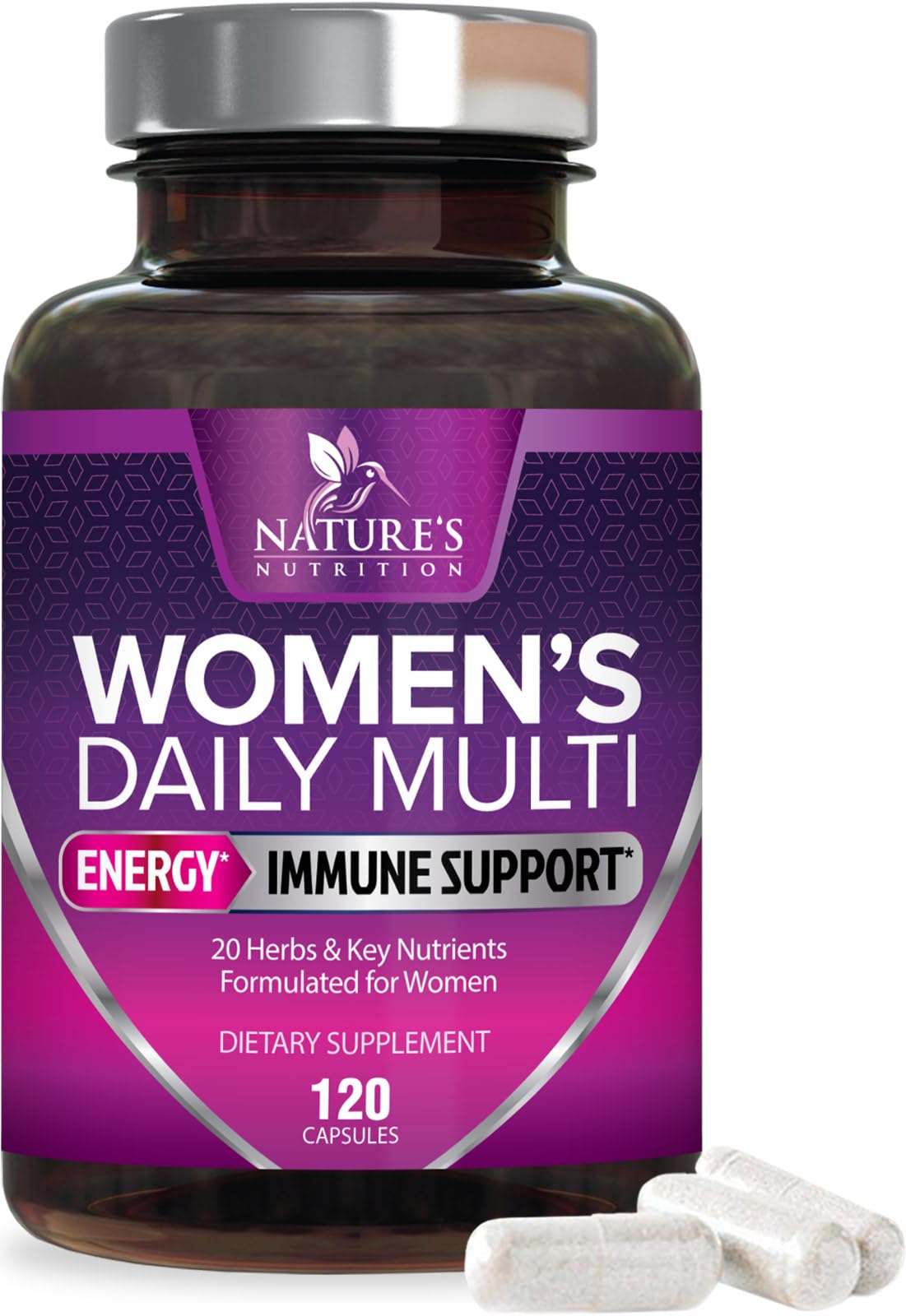 Multivitamin for Women - with Vitamins A, C, D, E, B6, B12, Zinc, Calcium & Magnesium, Womens Daily Multi Vitamin Multimineral Supplement for Bone Health, Energy & Immune Support - 120 Capsules Nature's Nutrition buy supplements canada
