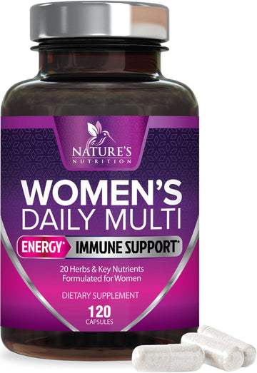 Multivitamin for Women - with Vitamins A, C, D, E, B6, B12, Zinc, Calcium & Magnesium, Womens Daily Multi Vitamin Multimineral Supplement for Bone Health, Energy & Immune Support - 120 Capsules Nature's Nutrition buy supplements canada