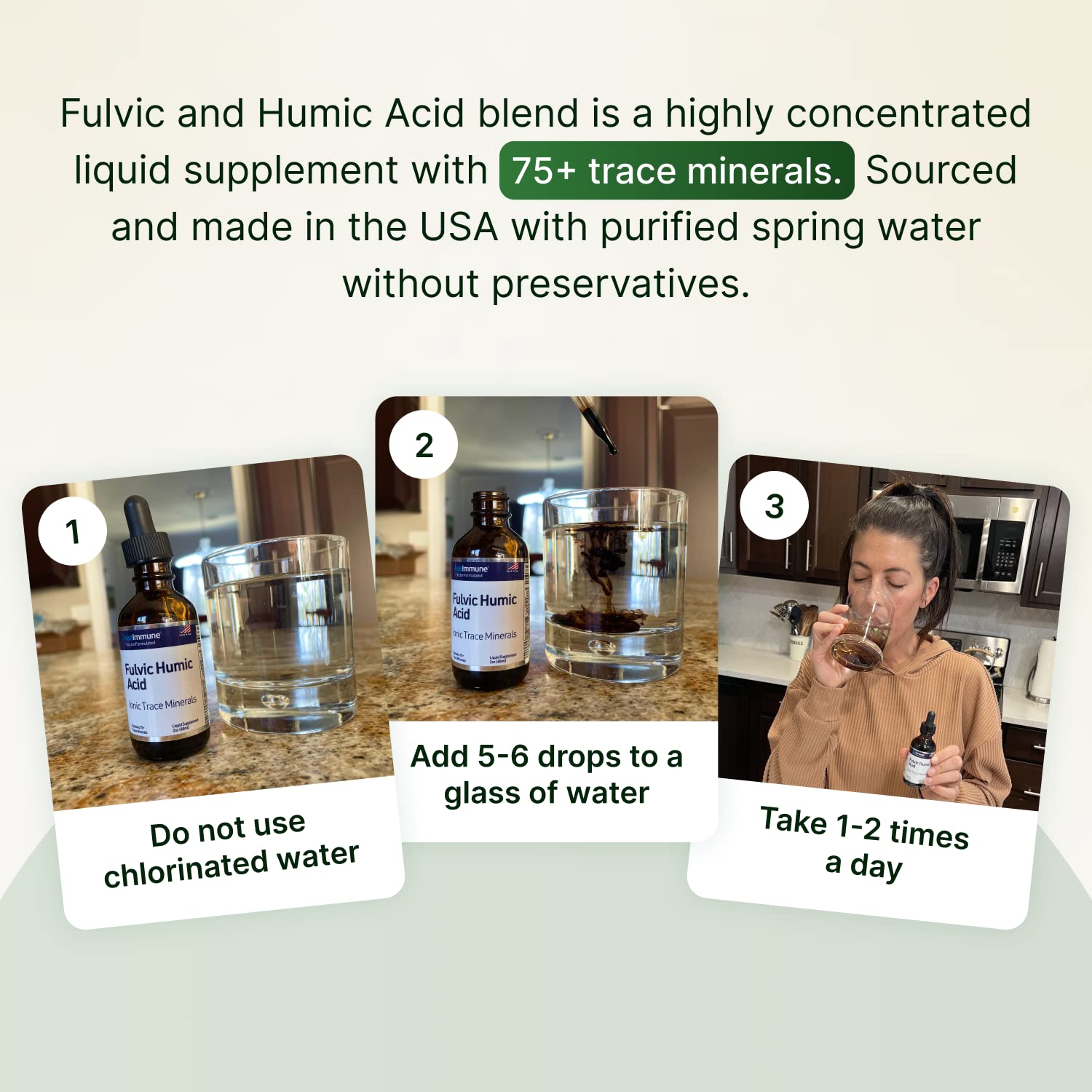 Fulvic Humic Acid 75 + Trace Minerals Liquid Supplement - Plant Derived in USA - Fulvic Acid Minerals Concentrate for Energy, Gut Health and Hydration AgeImmune buy supplements canada