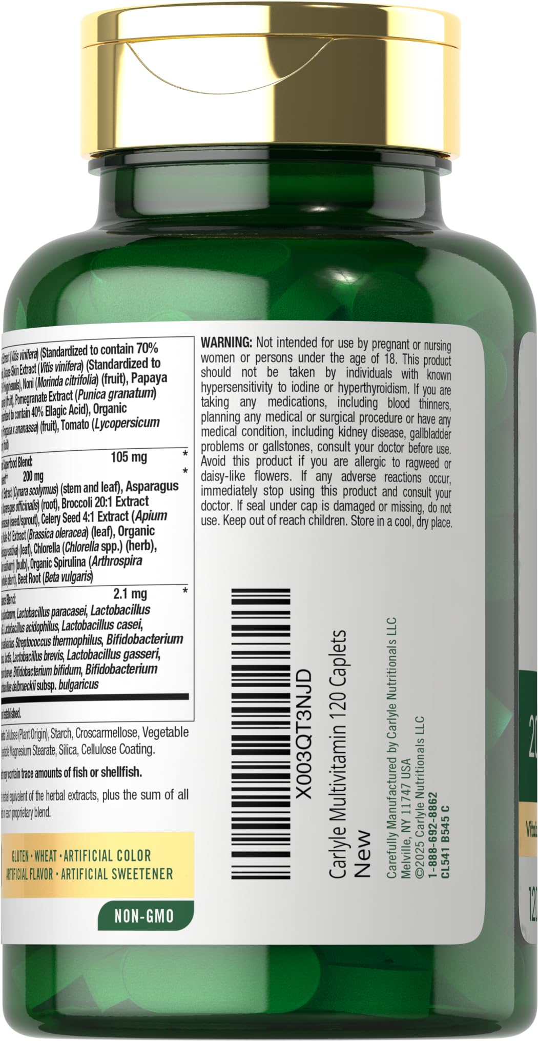 Carlyle Fruits and Veggies Supplement | 120 Count | Superfood Multivitamin with Probiotics | Made with 20 Fruits and Vegetables | Non-GMO & Gluten Free Carlyle buy supplements canada