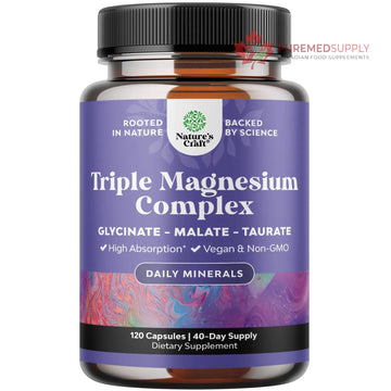 Triple Magnesium Complex Supplement - High Absorption Magnesium Glycinate, Malate & Taurate Blend for Muscles, Energy Support & Heart Health - Triple Mg Complex 400 mg Capsules - 120 Count Natures Craft buy supplements canada