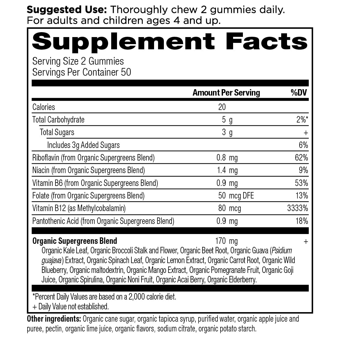 Ancient Nutrition Supergreens Gummy, Organic Superfood Gummy Made from Real Fruits, Vegetables and Herbs, for Digestive and Energy Support, 100 Count, Strawberry Watermelon Ancient Nutrition buy supplements canada