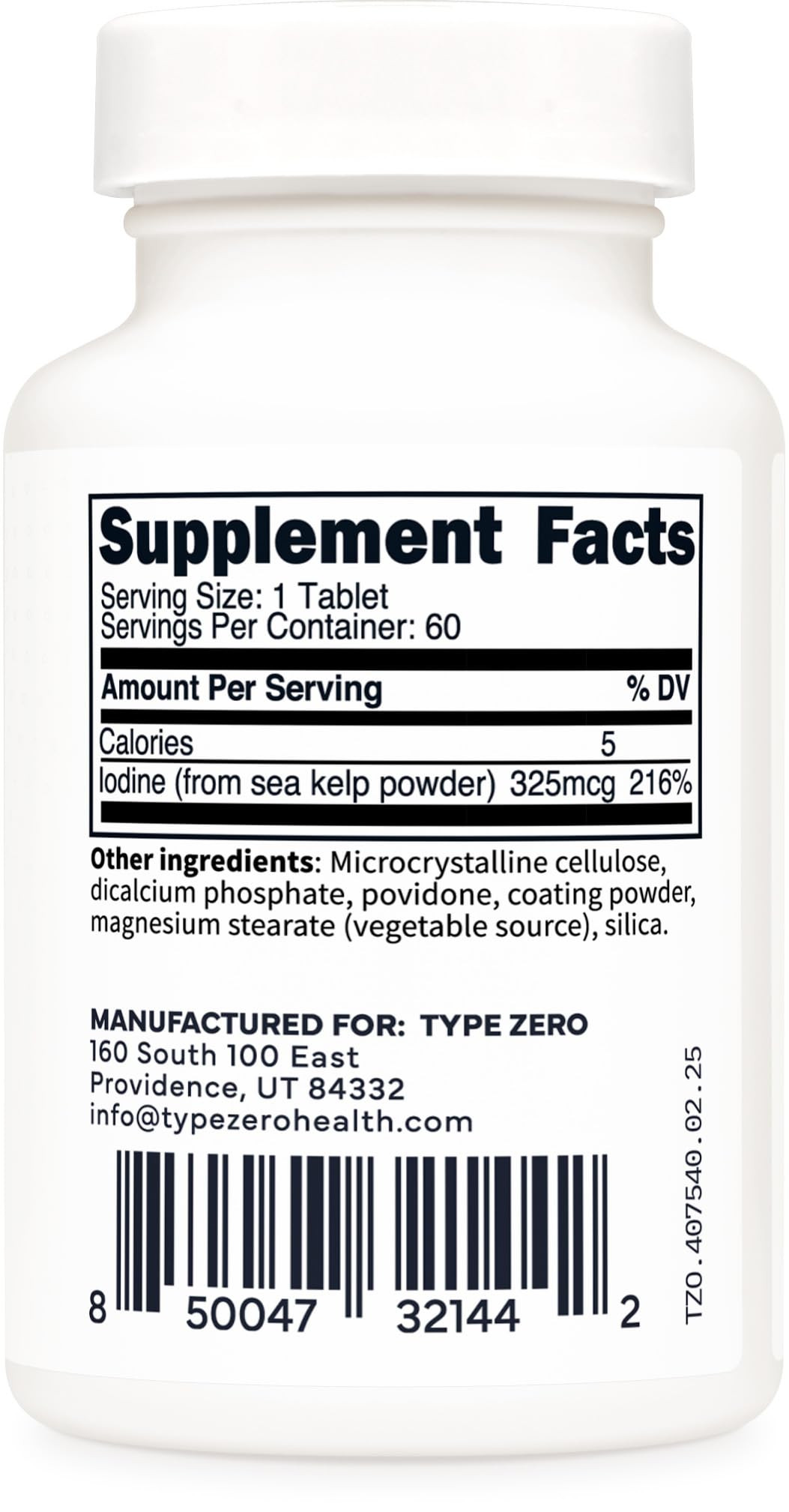Type Zero Clean Iodine Tablets (60 Servings, 325 MCG Per Serving) - from Sea Kelp, Non-GMO, Gluten Free Type Zero buy supplements canada