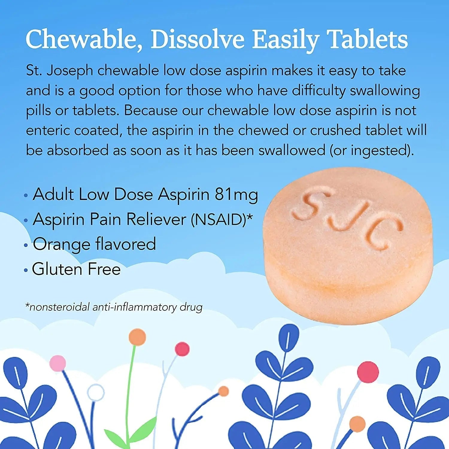 St. Joseph Orange Chewable 81mg Aspirin, 36 Tablets (Pack of 3) St. Joseph buy supplements canada