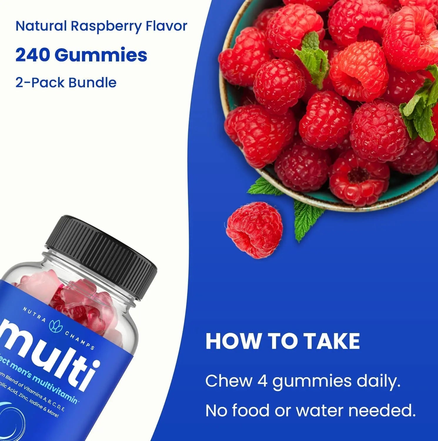 NutraChamps Multivitamin for Men, 240 Count, Vitamins A, B, C, D, E, Biotin, Zinc, Mens Gummy Multivitamins Supplement NutraChamps buy supplements canada