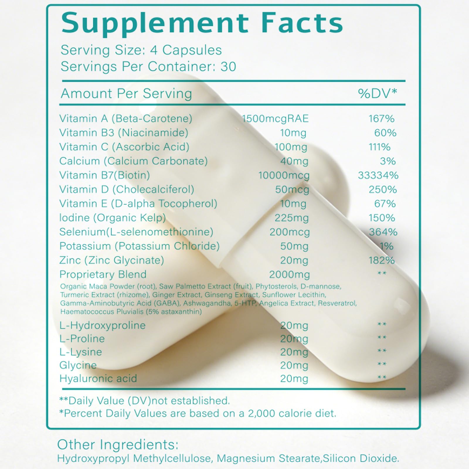 Hair Growth Biotin 10000mcg Supplement with Vitamins A C D E & Calcium - 30-in-1 Formula for Hair & Nails Support, for Women & Men, 30 Servings (1) WOJJ buy supplements canada