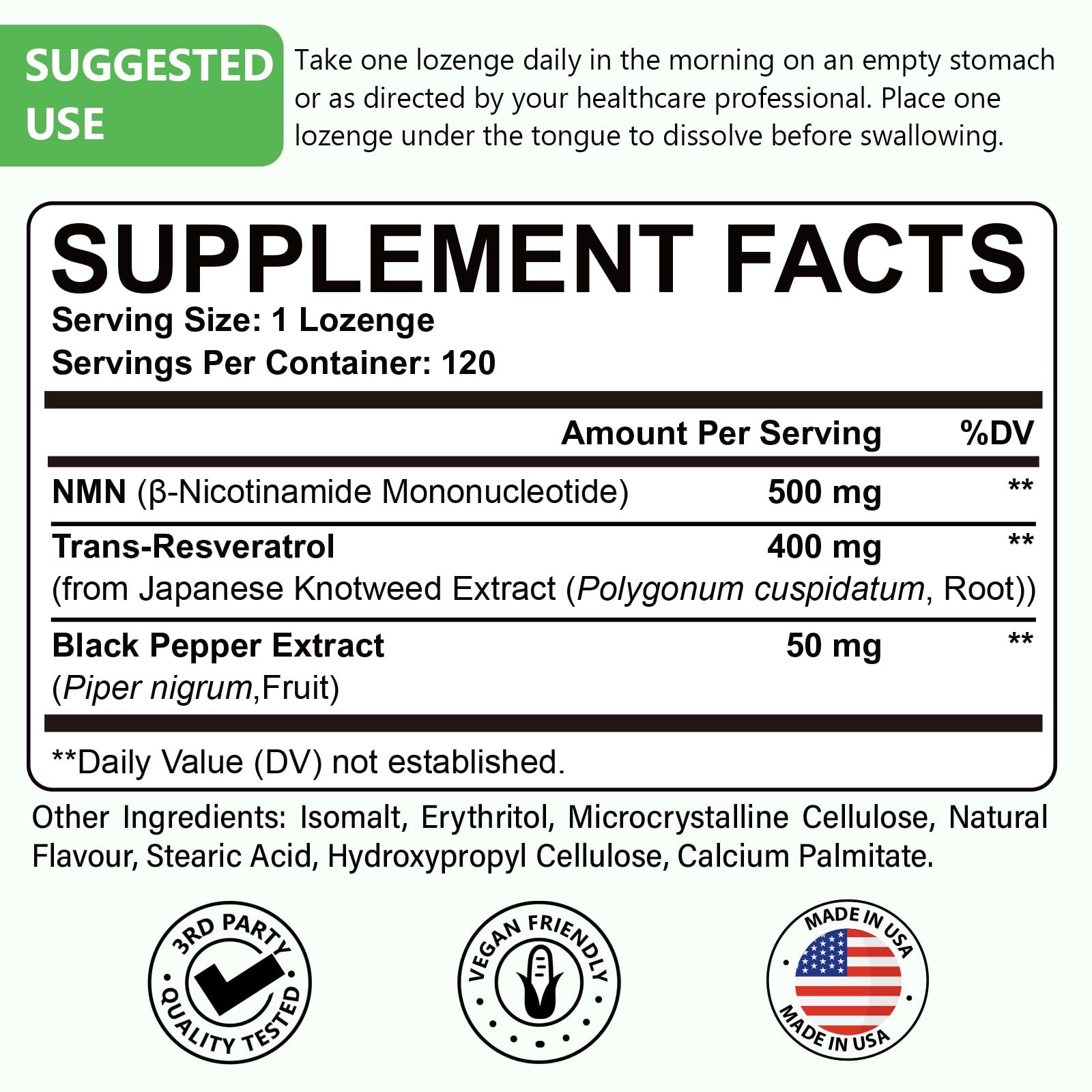 Sublingual NMN 500mg + Trans-Resveratrol 400mg, 3-in-1 Advanced Formula 99% Pure NMN Resveratrol Supplement for Boost* NAD, Cell, Immune, Energy & Muscle, Anti-Aging, 120 Lozenges, 120-Day Supply Ascuoli buy supplements canada