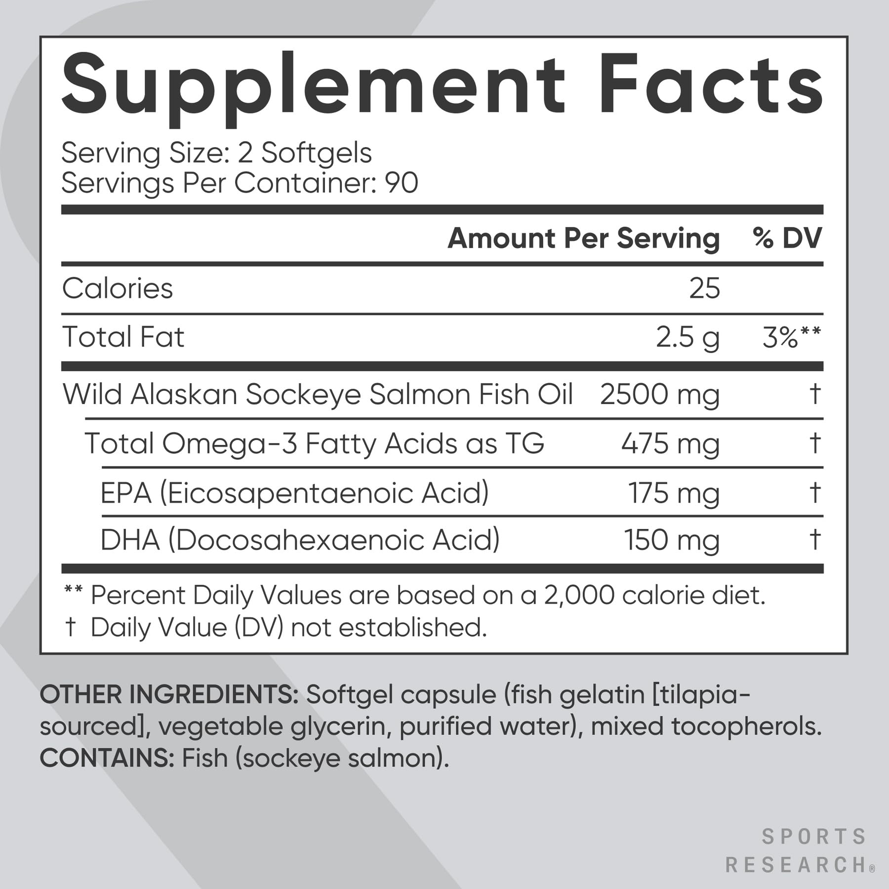 Sports Research® Salmon Oil - Single-Source Wild Alaskan Sockeye | 2500 mg per Serving w/EPA & DHA Fatty Acids | MSC Certified - 180 Count Softgels Sports Research buy supplements canada