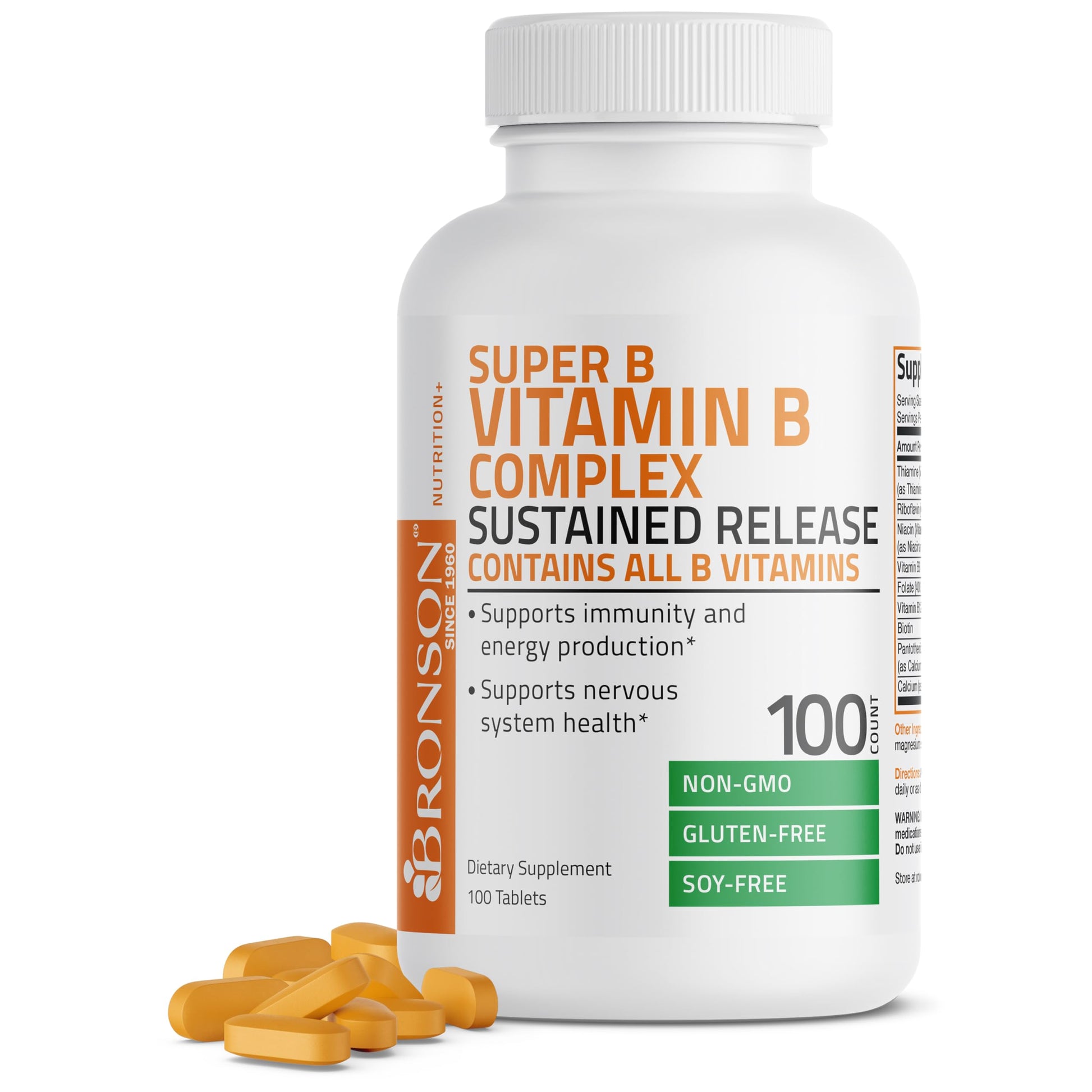 Bronson Super B Vitamin B Complex Sustained Slow Release Vitamin B1, B2, B3, B6, B9 Bronson buy supplements canada
