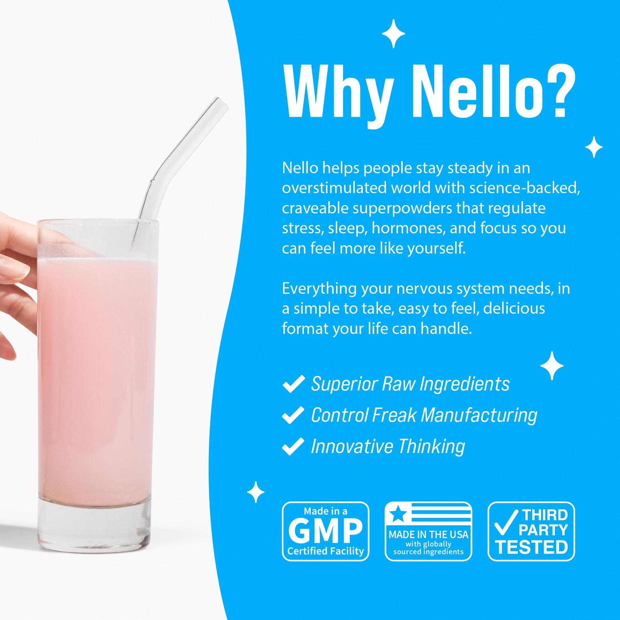 Nello Supercalm Powdered Drink Mix, Cortisol Reducer*, Sleep Aid Supplement, L Theanine, Ksm-66 Ashwagandha, Magnesium Glycinate, Vitamin D 3, No Sugar Nello buy supplements canada