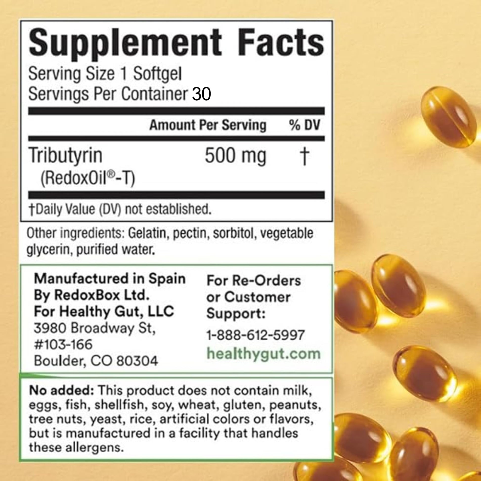 Healthy Gut Tributyrin-X | Most Bioavailable Butyrate Postbiotic for Gut Health & Leaky Gut Support | 99% Pure w/Zero Odor | 30 Softgels Healthy Gut buy supplements canada