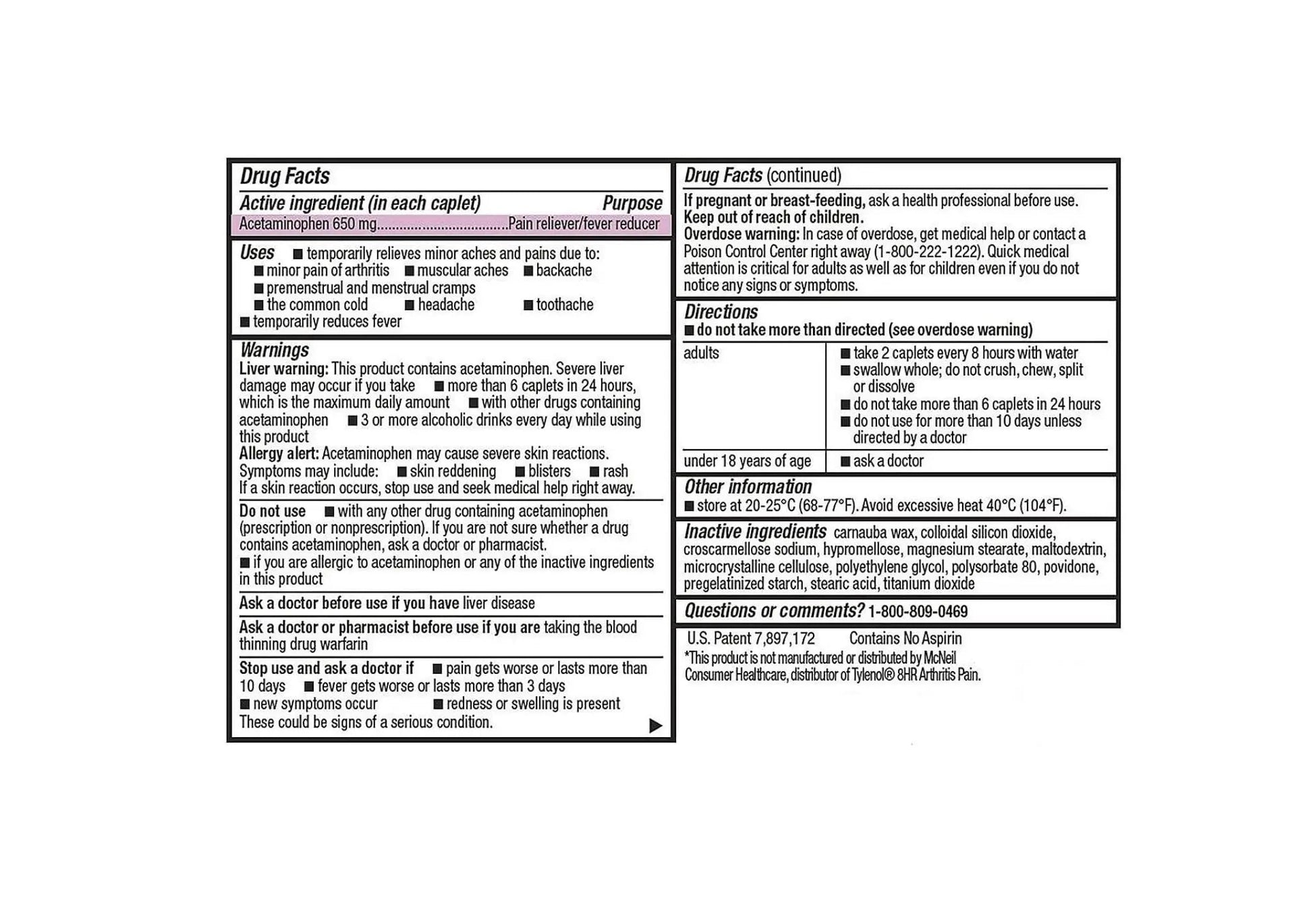 Compare to Tylenol Arthritis Pain Active Ingredient. - Member's Mark - Arthritis Pain Reliever, Extended Release, Acetaminophen 650 mg, 400 CapletsQ MEMBER´S MARK buy supplements canada