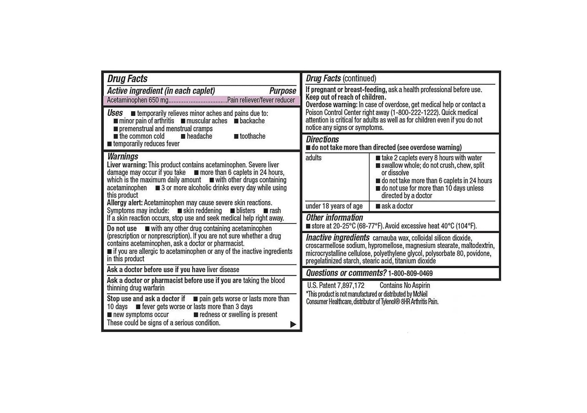 Compare to Tylenol Arthritis Pain Active Ingredient. - Member's Mark - Arthritis Pain Reliever, Extended Release, Acetaminophen 650 mg, 400 CapletsQ MEMBER´S MARK buy supplements canada
