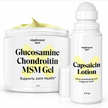 Supplement Spot Capsaicin Roll-On Cream 0.075% - Glucosamine Chondroitin MSM Gel with Bromelain – Joint & Muscle Care Bundle Supplement Spot buy supplements canada