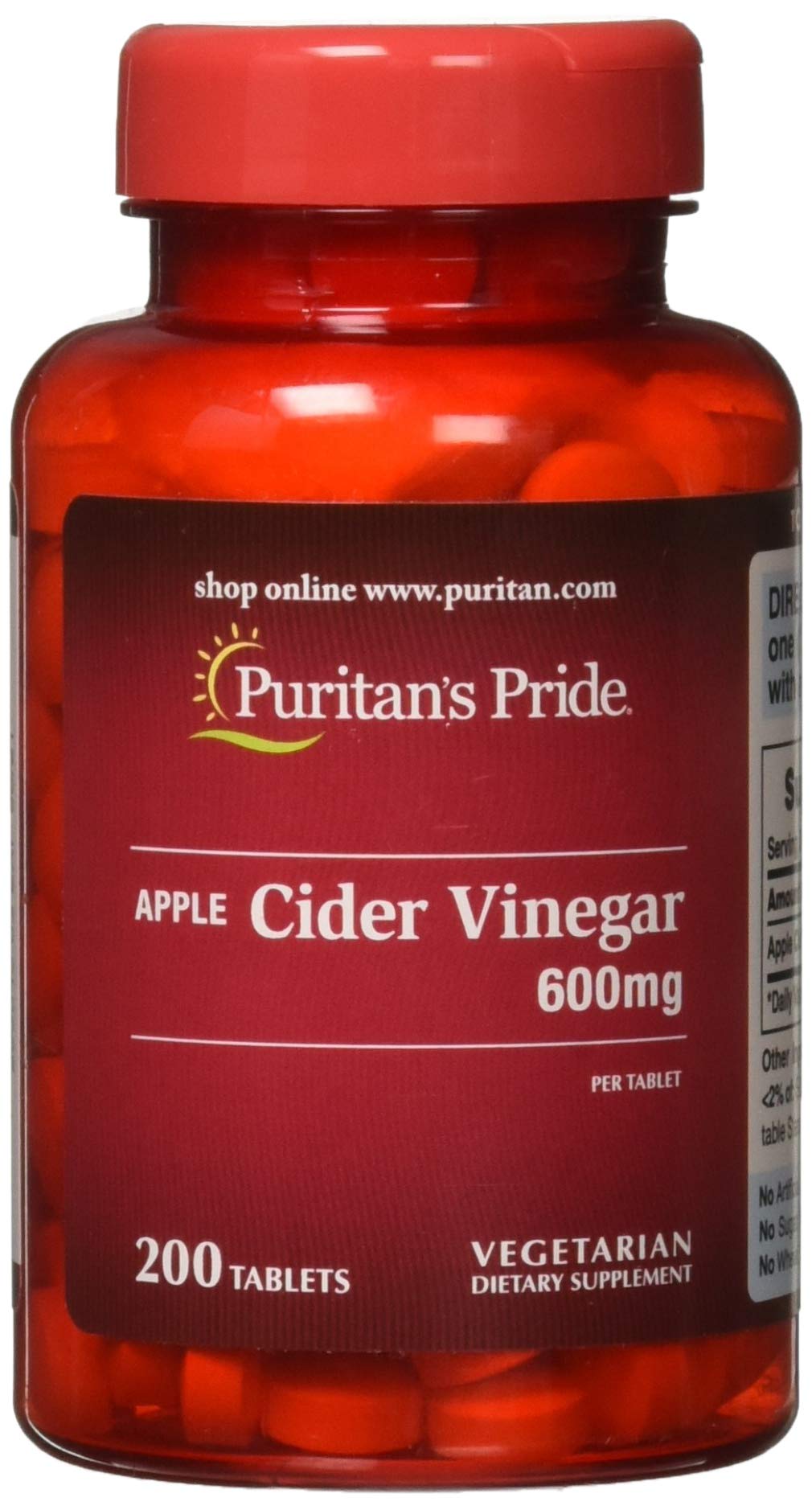 Puritan's Pride Apple Cider Vinegar 600 mg Tablets, 200 Count (Packing May Vary) Puritan's Pride buy supplements canada