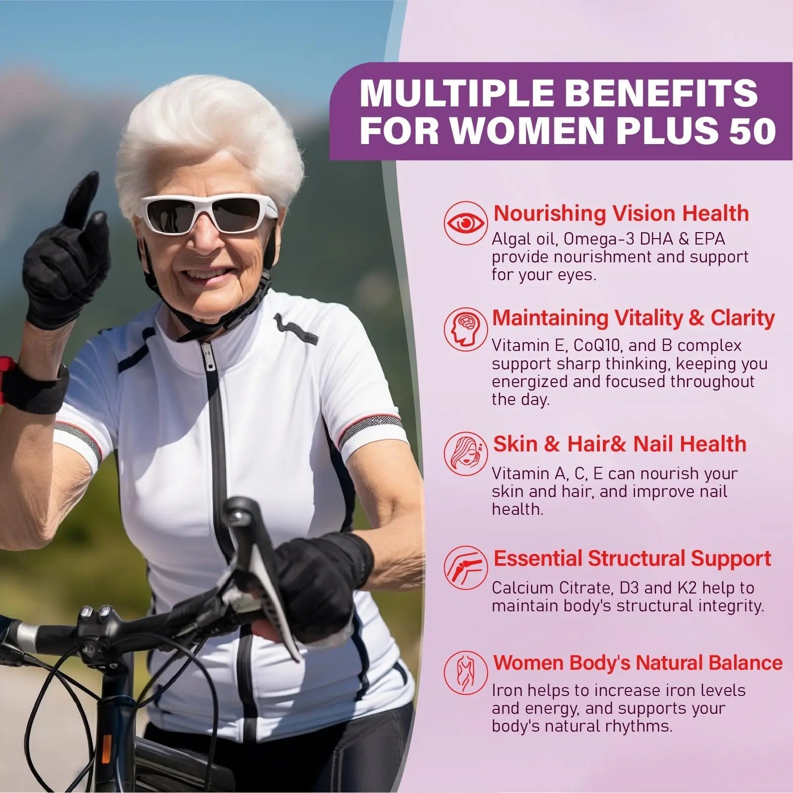 Multivitamin Gummies for Women 50 Plus - with Omega 3, Coenzyme Q10, Iron, Calcium, Zinc, Vitamin A, C, D3, E, K2, B Complex, Folate Tcemundry buy supplements canada