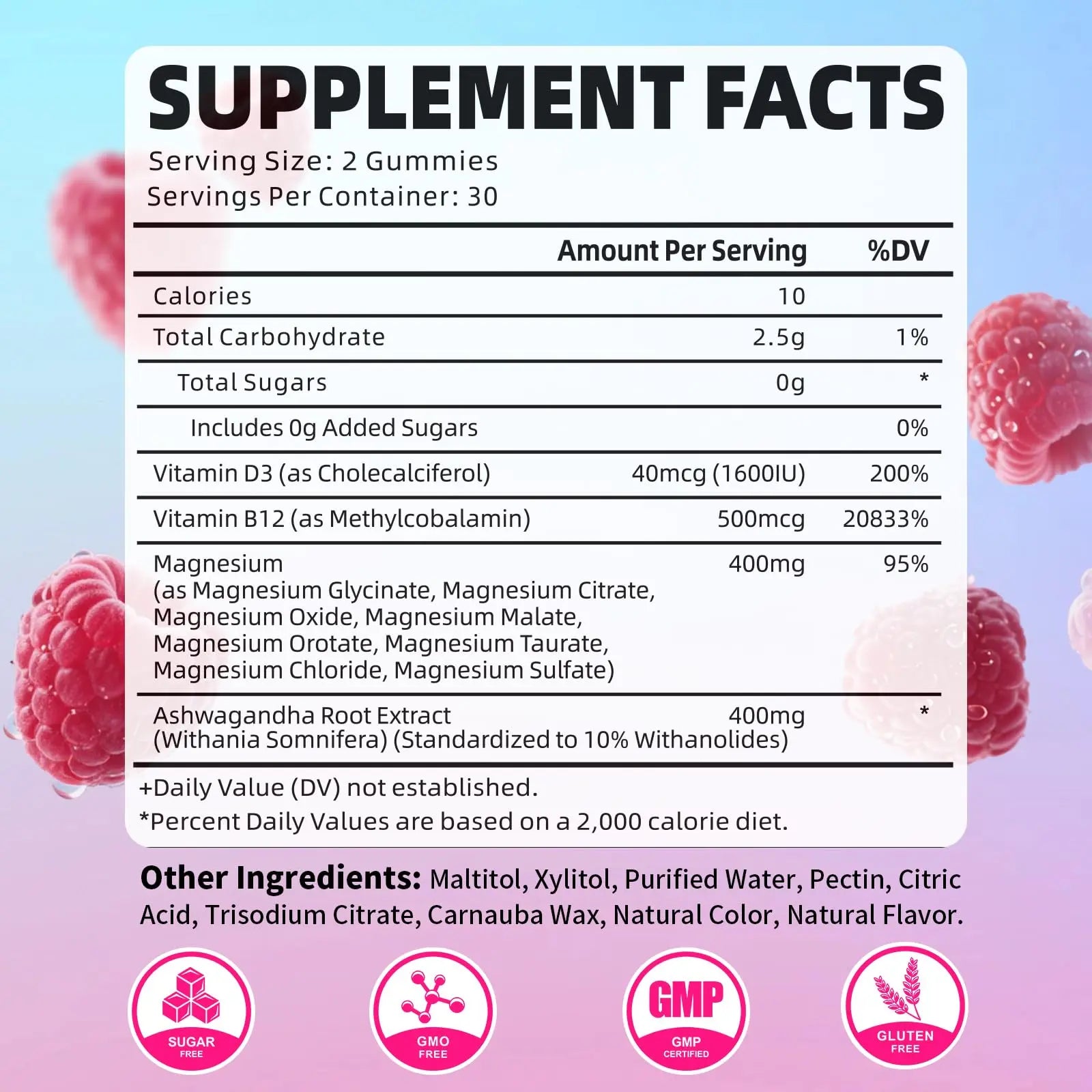 Pack of 2 Magnesium Complex Gummies 400mg, Magnesium Glycinate, Malate, Citrate, Taurate, Oxide & More | w/Ashwagandha Extract, D3 & B12 for Calm, Zzz, Relaxation, Raspberry Flavor, 120 Count YUULAI buy supplements canada