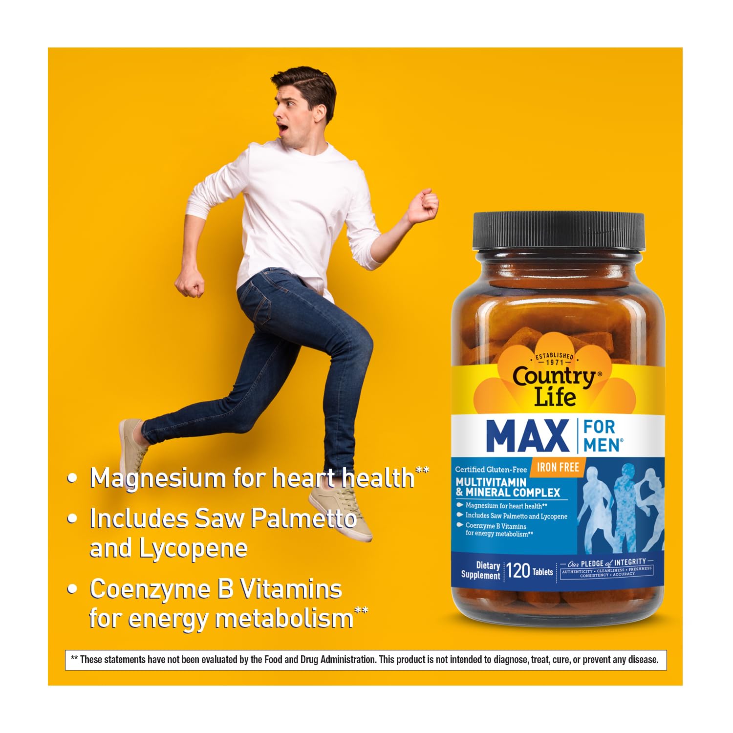 Country Life Max for Men Multivitamin: Iron-Free, Gluten Free, Saw Palmetto, Lycopene, Daily Support for Energy, Heart & Men's Health,120 Vegetarian Tablets Country Life buy supplements canada