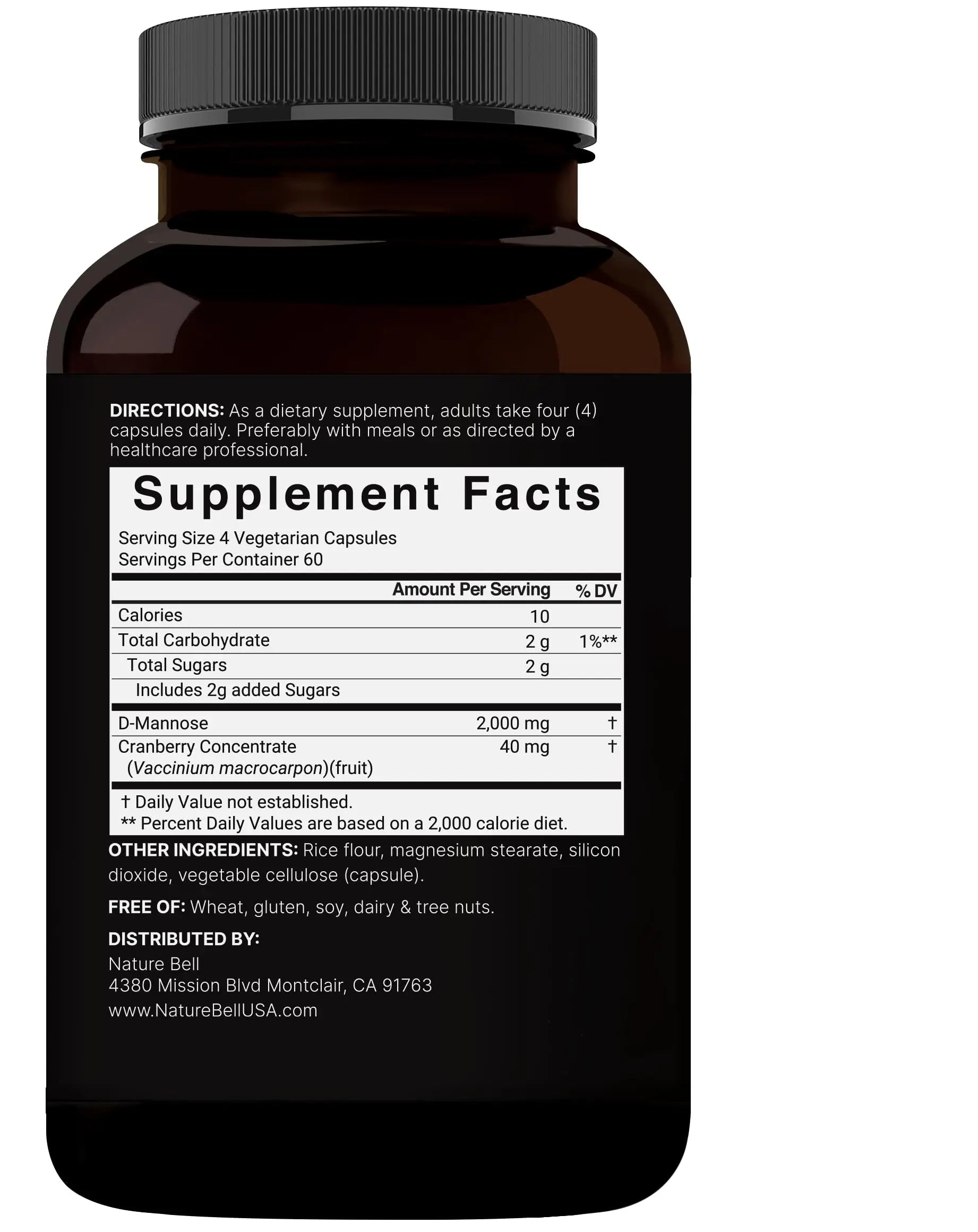 NatureBell D-Mannose 500mg Capsules (2,000mg Per Serving) | 240 Veggie Capsules + Cranberry Concentrate 40mg – Fast Acting Urinary Tract Health Pills – Ultra UTI Support for Women & Men NatureBell buy supplements canada