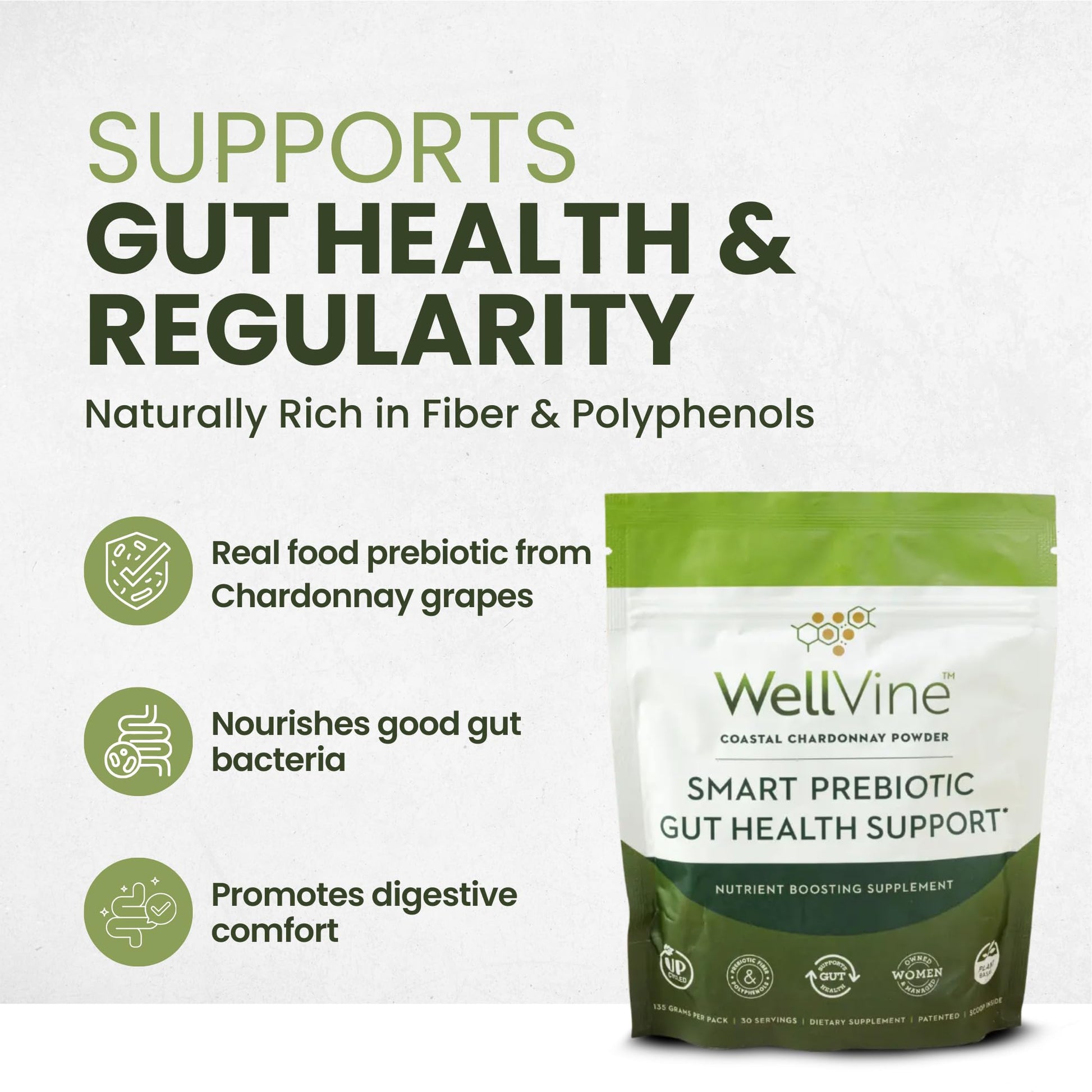 WellVine Premium Smart Prebiotic Gut Health Supplement Powder for Men & Women | Digestive Support & Gut Health With 100% Upcycled Chardonnay Grapes | Plant-Based WellVine buy supplements canada