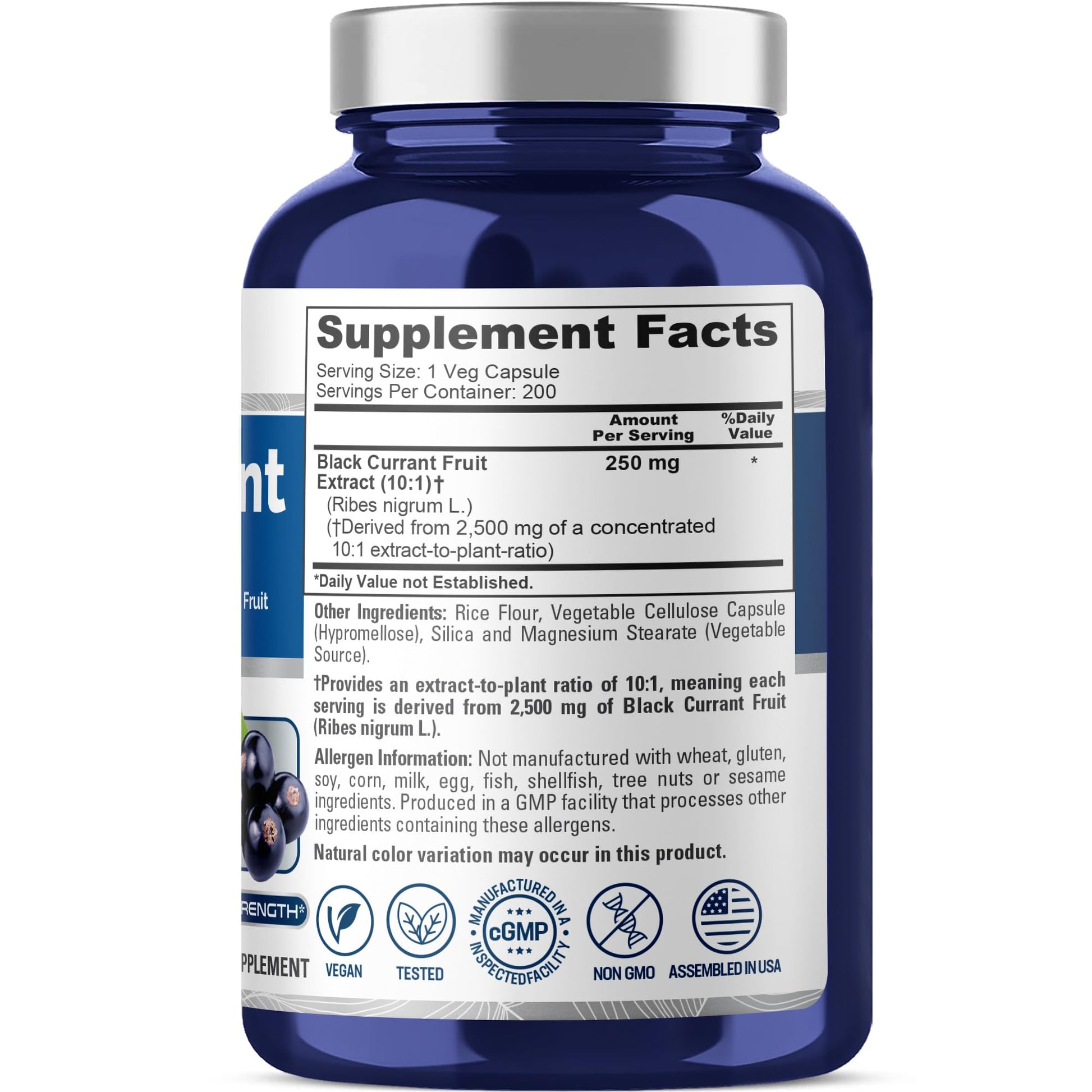 NusaPure Black Currant 10:1 Extract, 250 mg Equivalent to 2,500mg, per Veg Caps 200 Vegan, Non-GMO NusaPure buy supplements canada