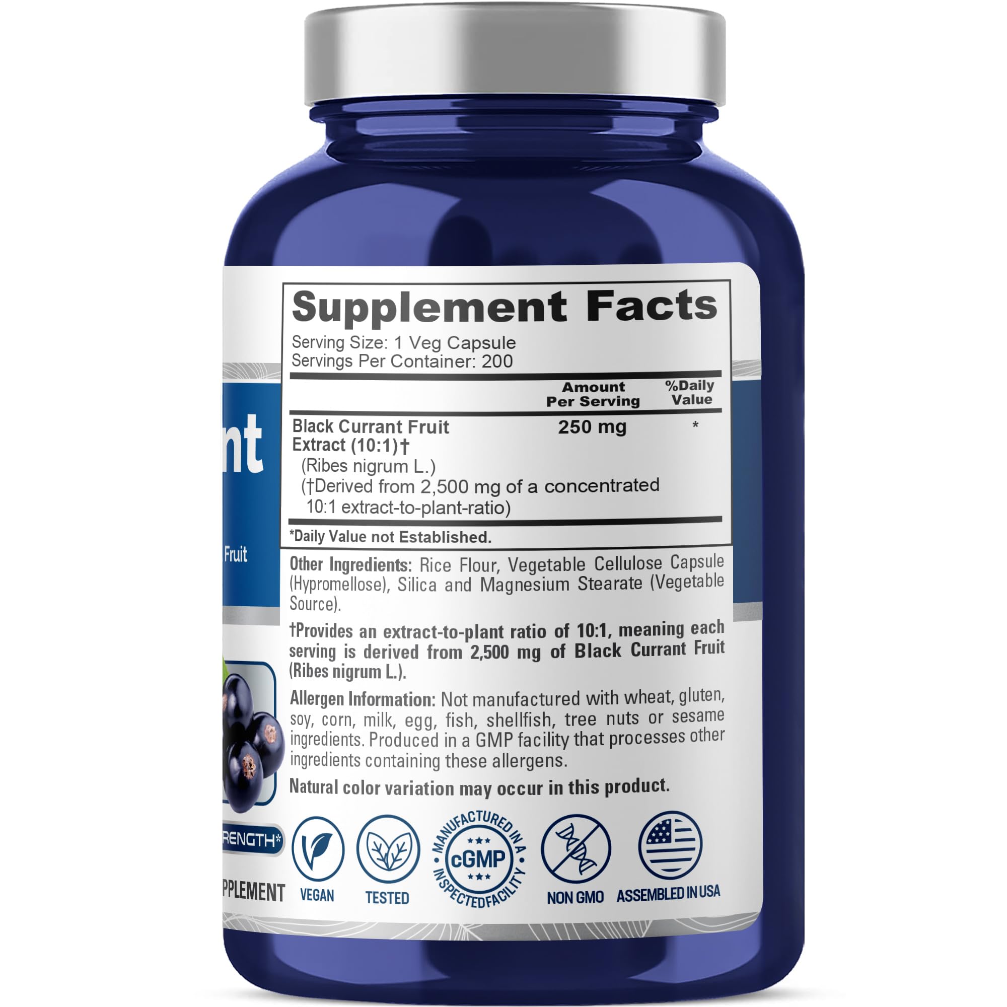 NusaPure Black Currant 10:1 Extract, 250 mg Equivalent to 2,500mg, per Veg Caps 200 Vegan, Non-GMO NusaPure buy supplements canada