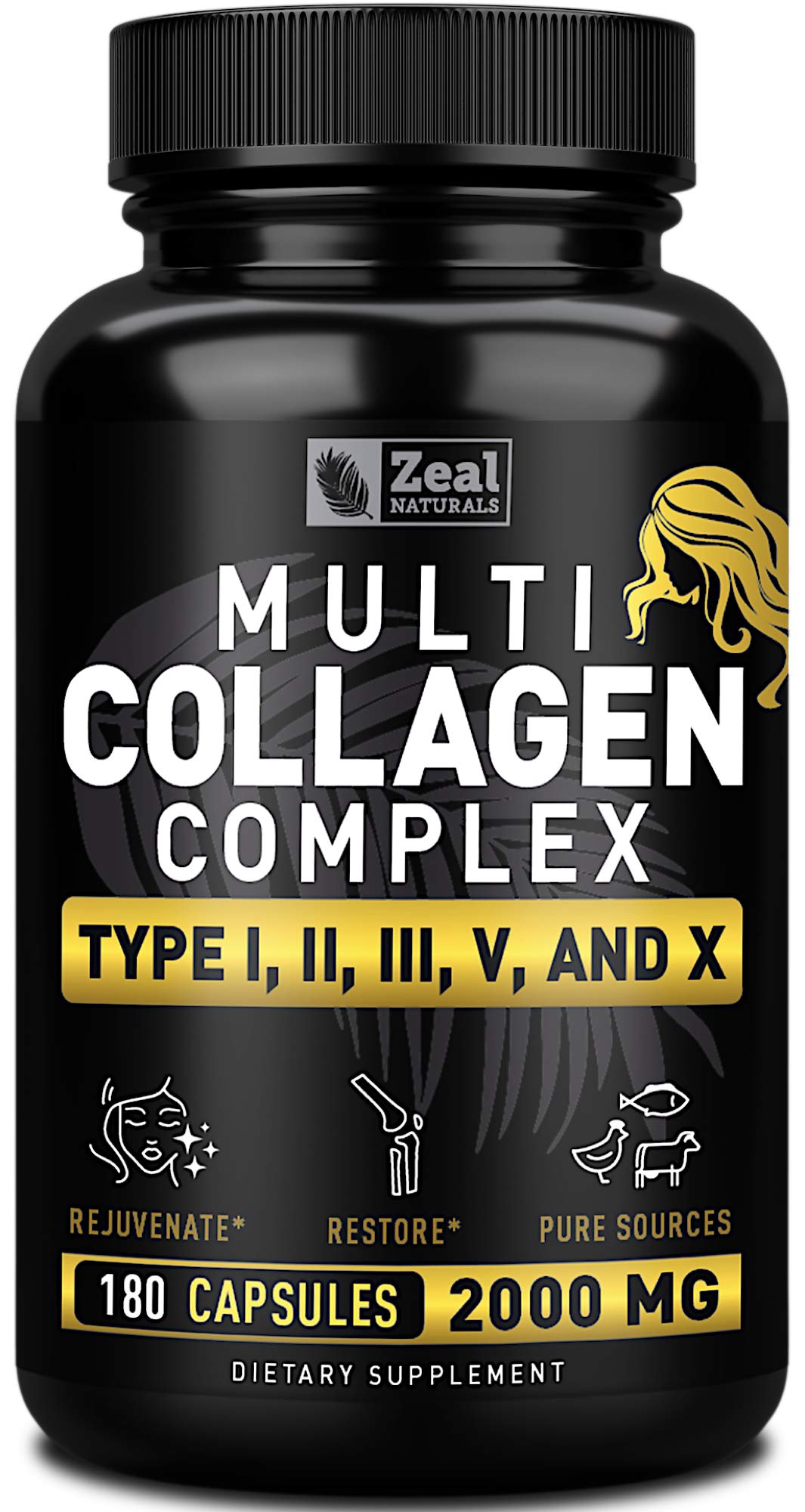 Multi Collagen Peptides Pills (Types Ⅰ,Ⅱ,Ⅲ,Ⅴ,Ⅹ) Grass Fed Collagen Pills (180 Capsules) - Hydrolysate Collagen Protein Blend for Hair, Skin, Nails, and Joint Support - Collagen Pills for Women Zeal Naturals buy supplements canada
