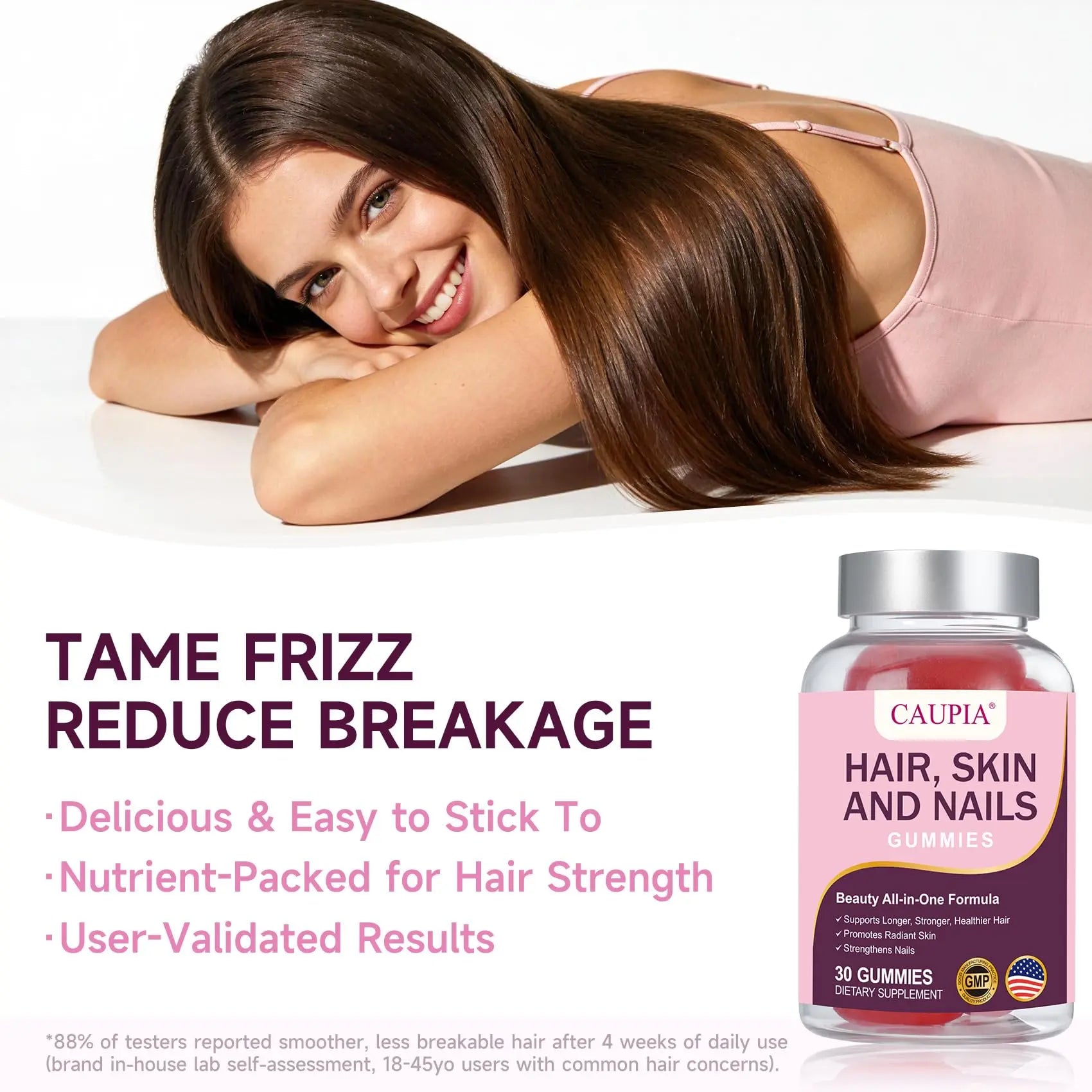 CAUPIA Hair Skin and Nails Gummies, All-in-One Advanced Formula Supports Hair Growth - Skin Health & Nail Strength - 30 Gummies CAUPIA buy supplements canada