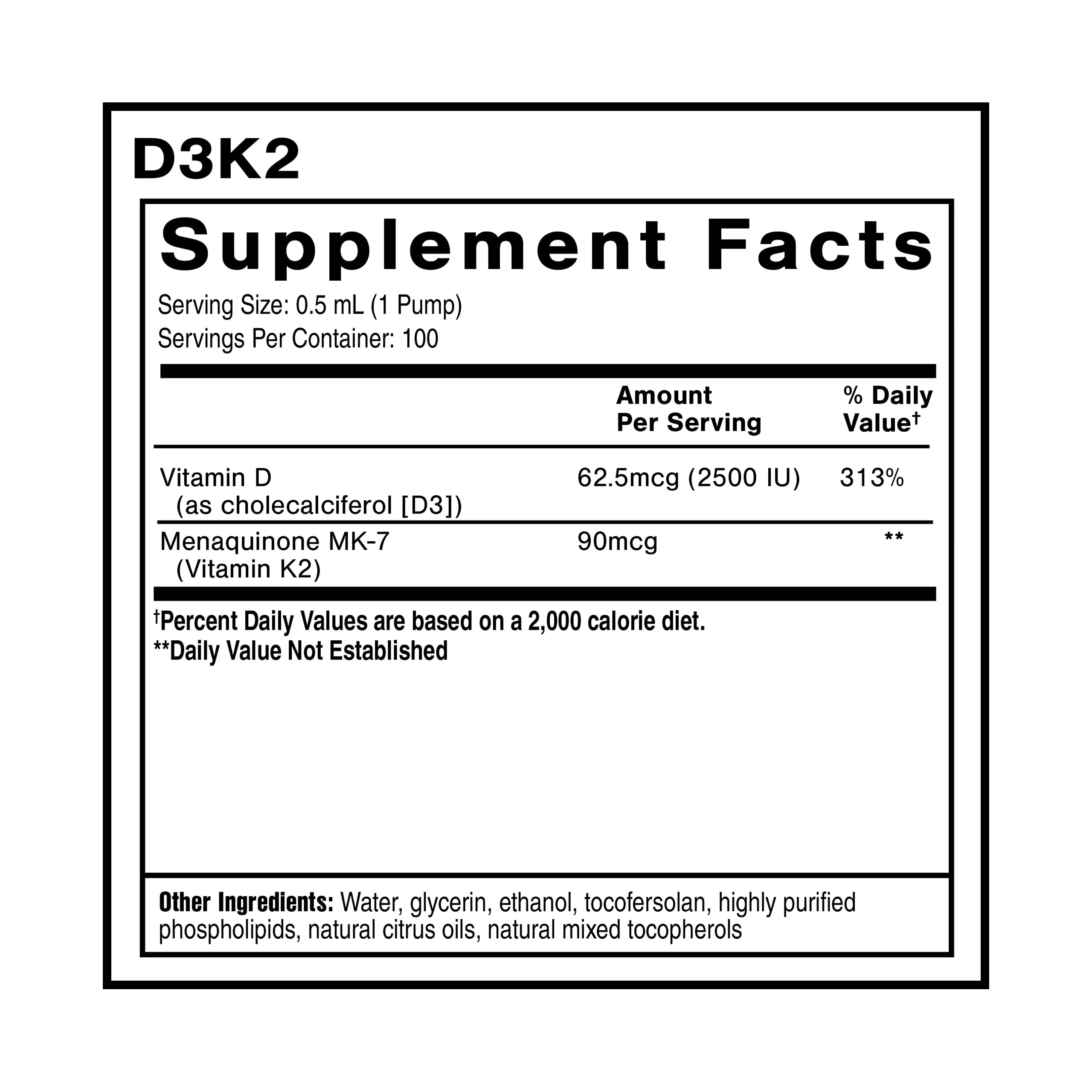 Quicksilver Scientific Nanoemulsified D3K2 - Emulsified Liquid Vitamin D3 + K2 MK7 Liposomal Supplement for Heart, Bone Health + Immune Support - Bioactive 2500IU for Enhanced Absorption (1.7oz/50ml) Quicksilver Scientific buy supplements canada