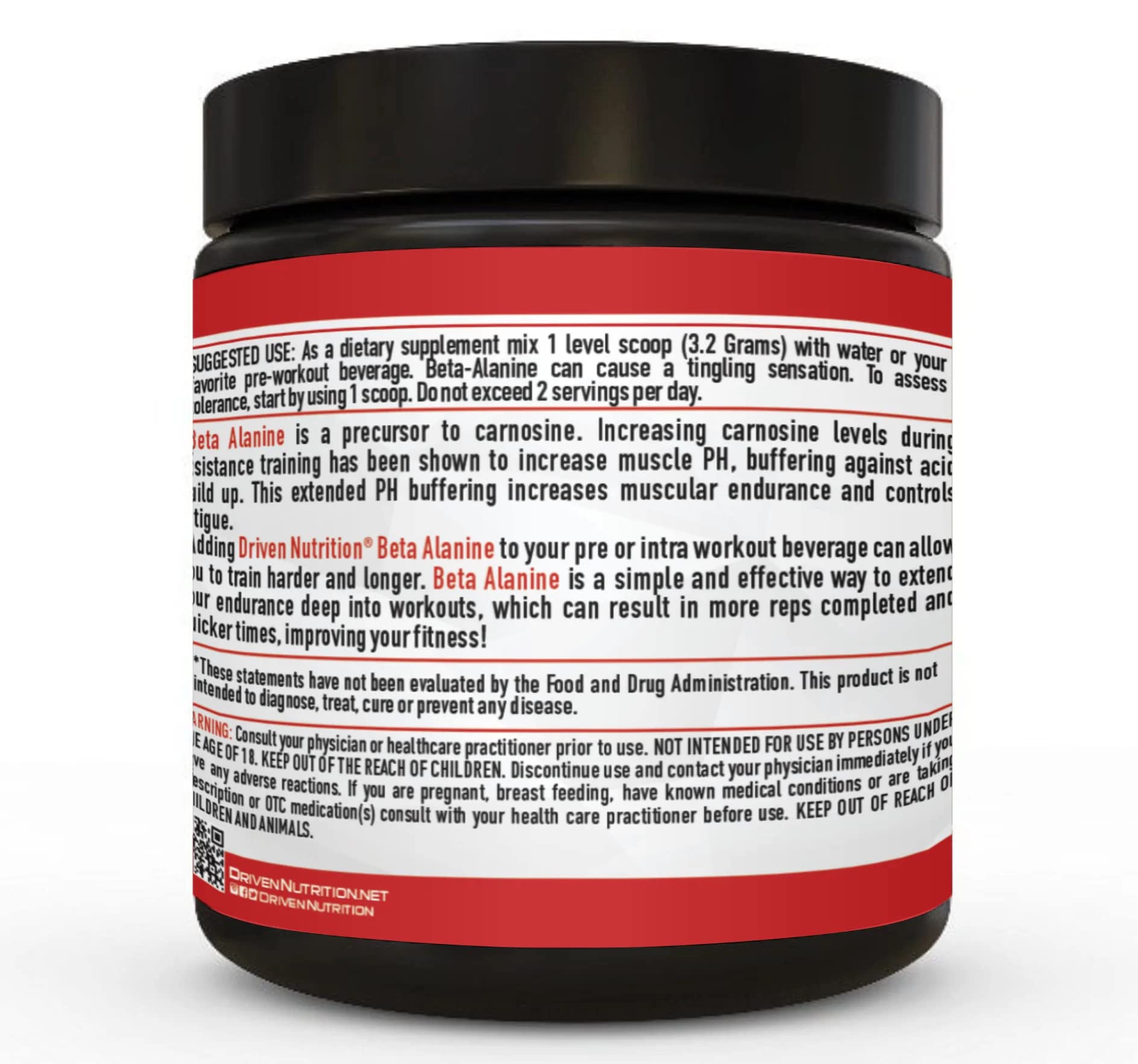 Driven Nutrition Beta Alanine, Unflavored - Preworkout Carnosine Booster for Physical Driven Nutrition buy supplements canada