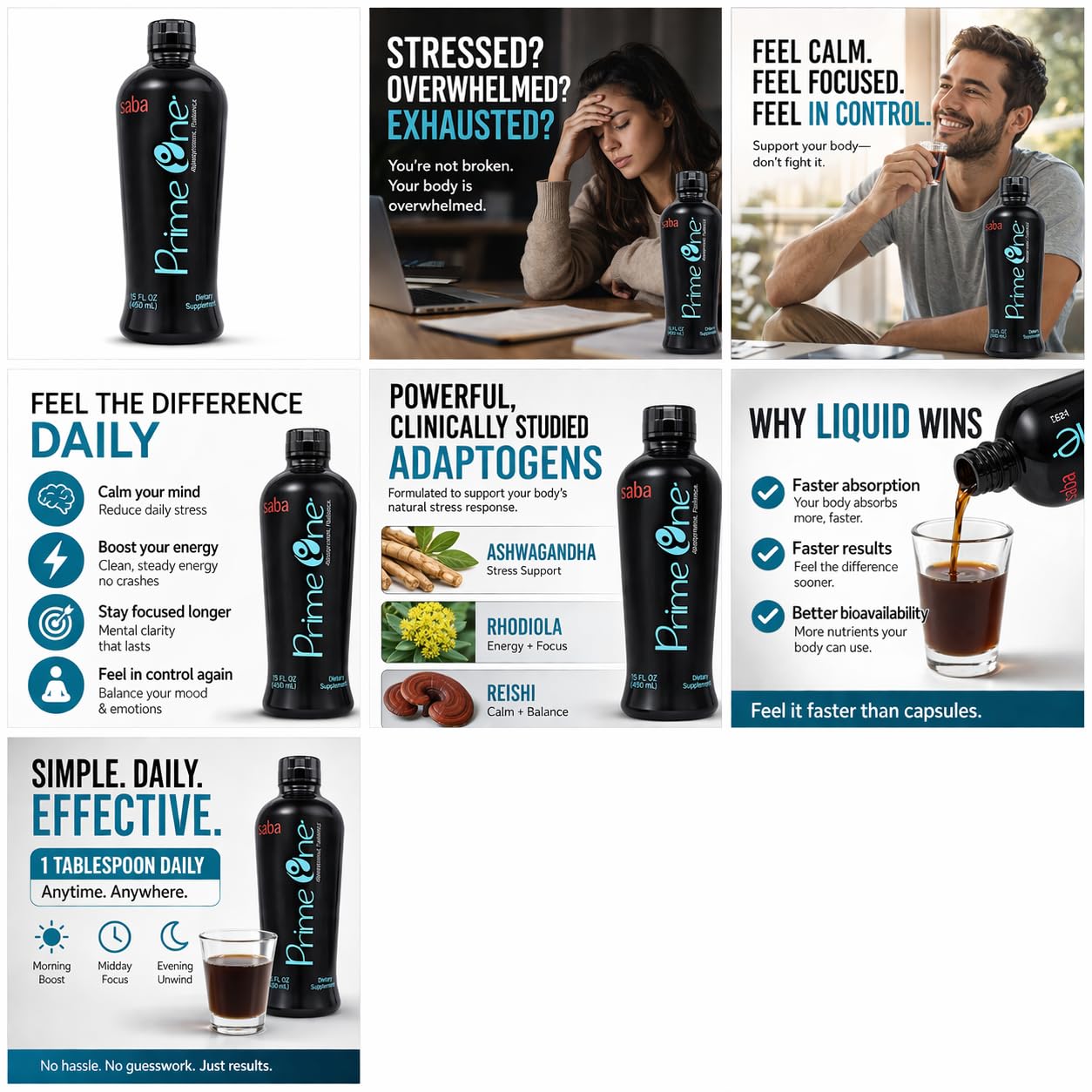 HerbFuse Ashwagandha Liquid Shots – Stress Relief Supplement for Calm Mood & Energy Support – Adaptogen Formula with Rhodiola, Reishi & Ginseng – Fast Absorption – 30 Servings – Saba Prime One HerbFuse buy supplements canada