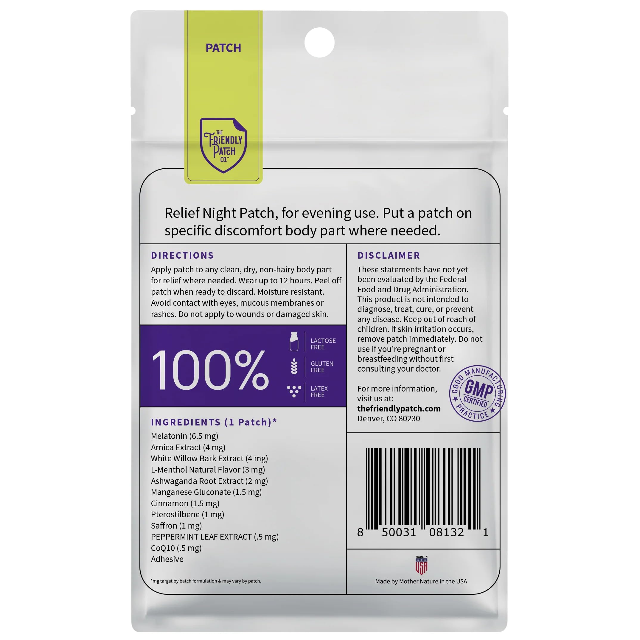 Relief Day & Night Patch Bundle - Arnica, White Willow Bark, Melatonin, Ashwagandha, Saffron & Peppermint for Soreness, Discomfort & Sleep Support for Women and Men - 16 Plant-Powered Patches The Friendly Patch CO. buy supplements canada
