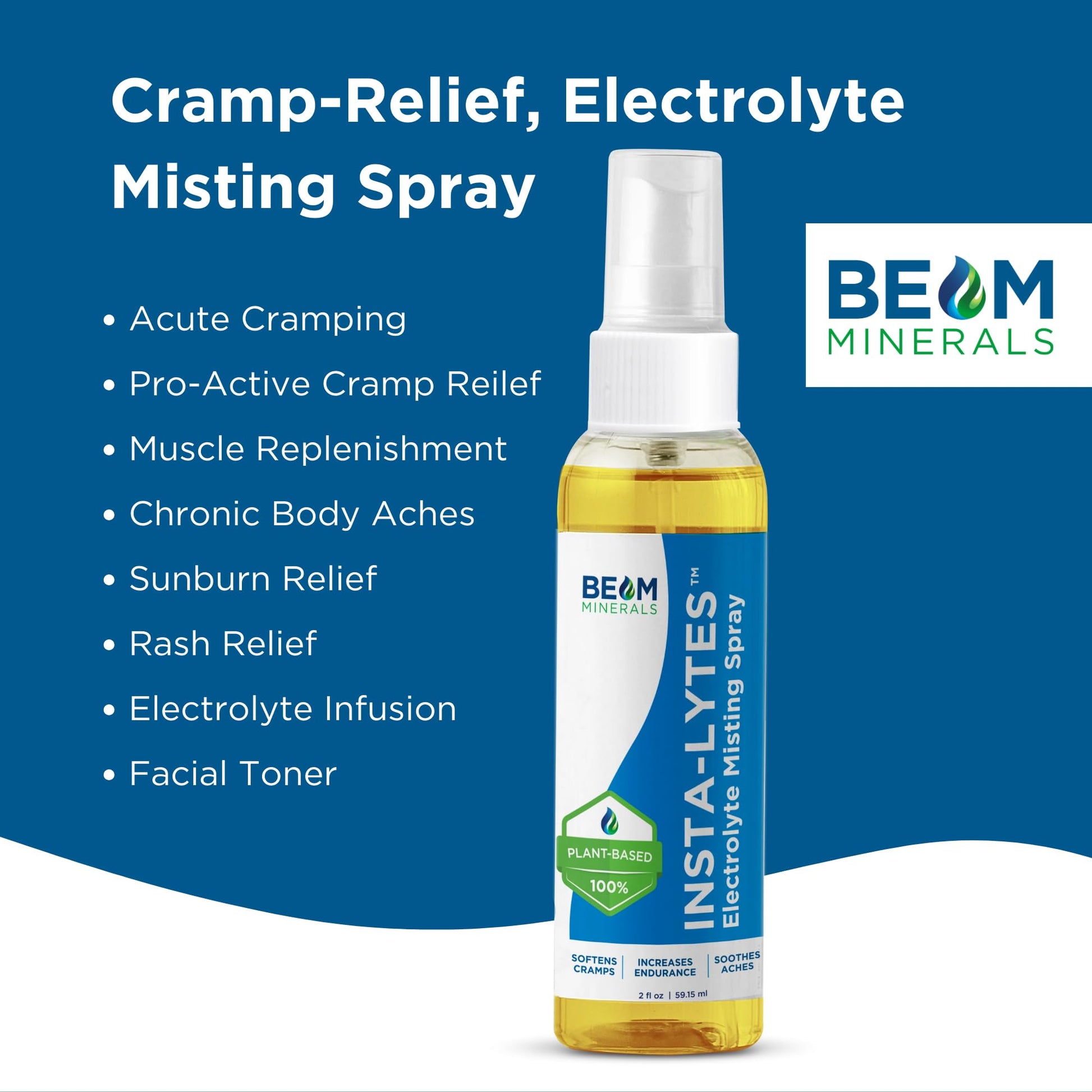 BEAM MINERALS Insta-Lytes | How to Stop Leg Cramps Immediately Electrolyte Misting Spray | Fulvic Acid Trace Minerals | Fast Micronutrients Supplements | 2 fl Oz BEAM MINERALS buy supplements canada