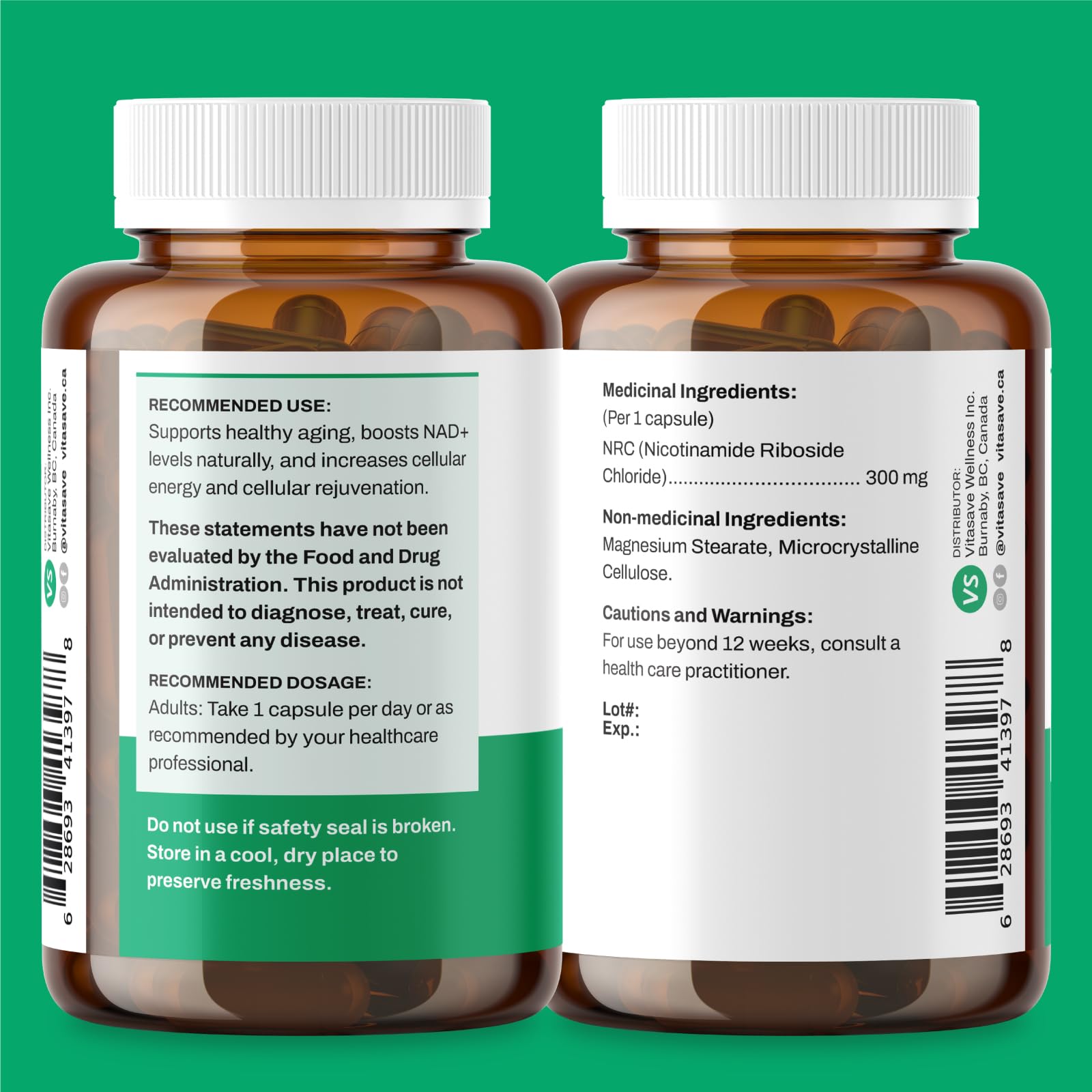 Vitasave NiaMax NAD+ Supplement – 300mg Niacinamide Riboside per Capsule – High-Potency NAD+ Precursor for Energy, Healthy Aging & Metabolic Function – Vegan, Non-GMO, Gluten-Free (30 Capsules) Vitasave buy supplements canada
