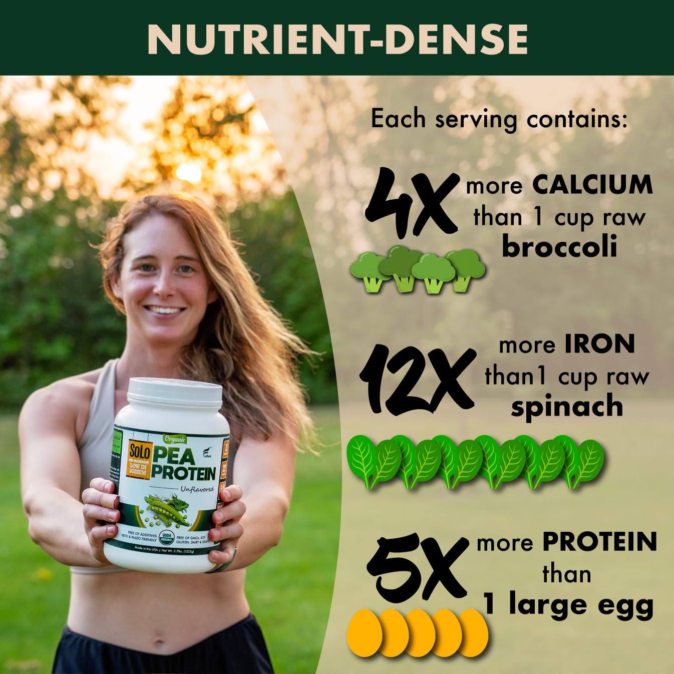 SOLO Organic Pea Protein Isolate, Low in Sodium, Canada Grown Peas, 100% Vegan, Non-GMO, Unflavored Plant Based Protein Powder with BCAA, Keto & Paleo Friendly, FOLONA buy supplements canada