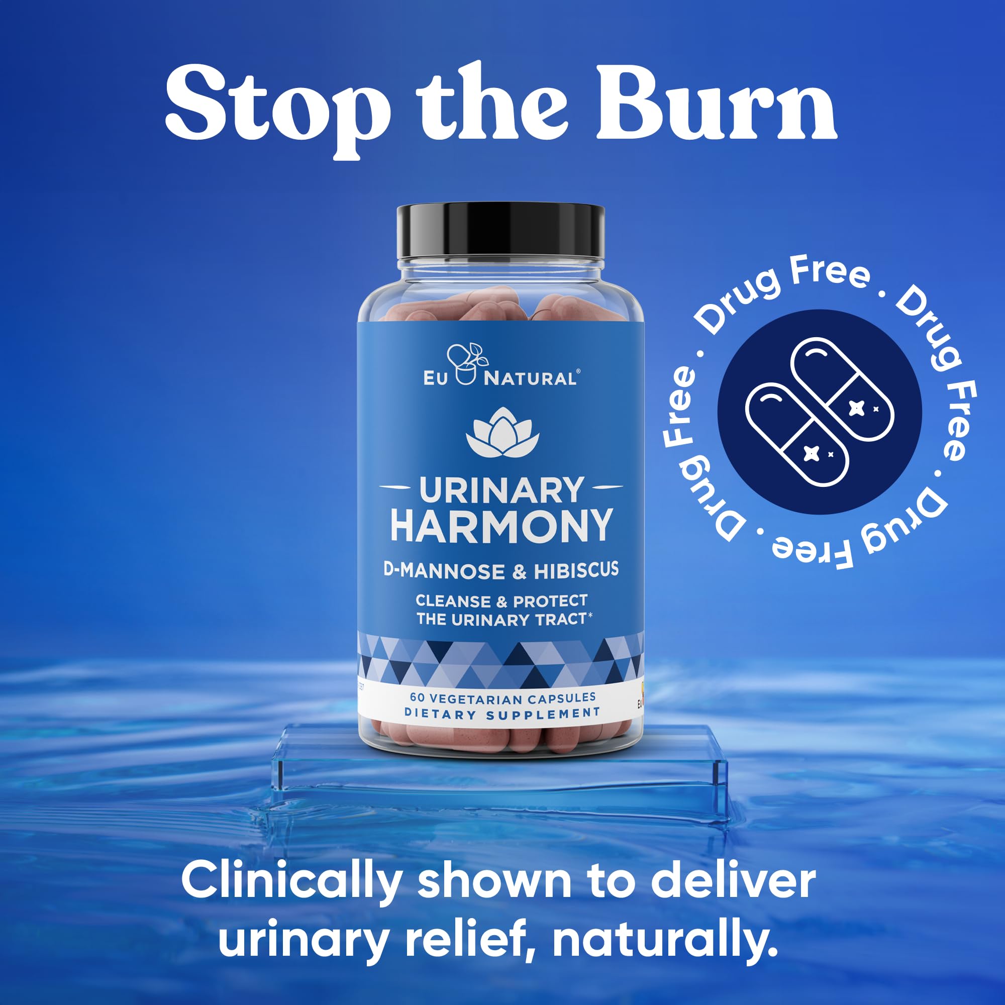 Eu Natural Urinary Harmony D-Mannose Supplement - Urinary Tract Health for Women - Fast-Acting Urinary Cleanse & Flush with Clinical-Strength D-Mannose & Hibiscus - 60 Capsules Eu Natural buy supplements canada