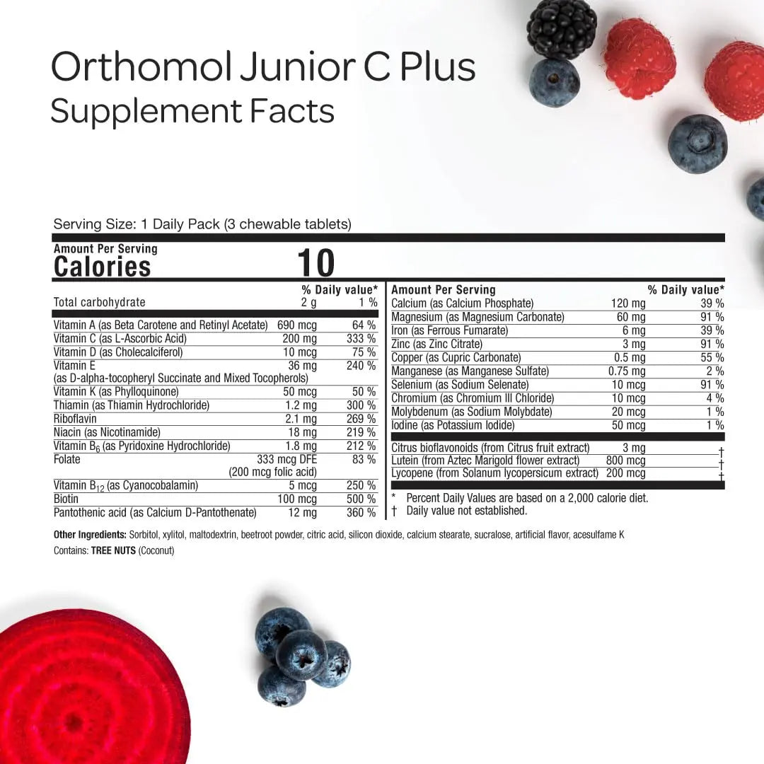 Orthomol Immun Junior C Plus, Kid's Multivitamin, Wildberry Flavor, 30-Day Supply Orthomol buy supplements canada