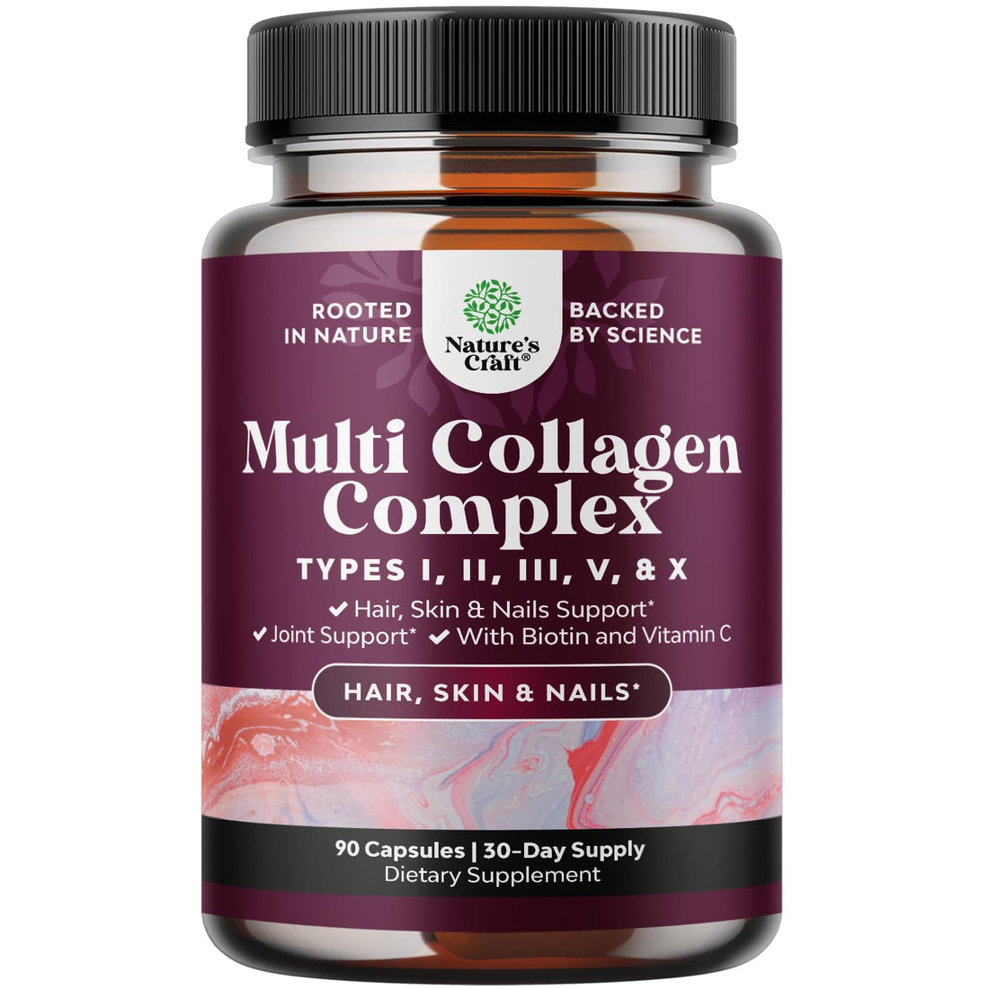 Advanced Multi Collagen Complex - Ageless Multi Collagen Peptides Supplements with Type 1 2 3 5 & X & Biotin for Hair, Skin and Nails Vitamins - Biotin Supplements for Women & Men - 90 Count Natures Craft buy supplements canada