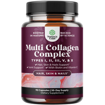Advanced Multi Collagen Complex - Ageless Multi Collagen Peptides Supplements with Type 1 2 3 5 & X & Biotin for Hair, Skin and Nails Vitamins - Biotin Supplements for Women & Men - 90 Count Natures Craft buy supplements canada