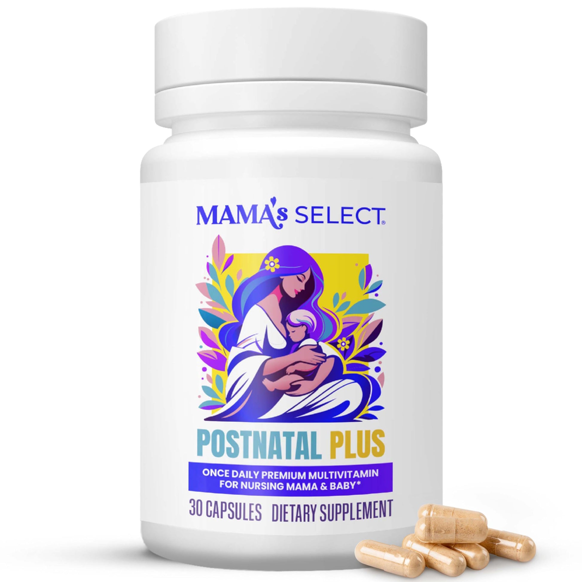 Mama's Select Postnatal Vitamins – Boosts Hair Recovery, Milk Supply, & Wellness – Allergen-Free, Vegan, MTHFR Friendly, Methylated Folate & B Vitamins, Mama's Select buy supplements canada