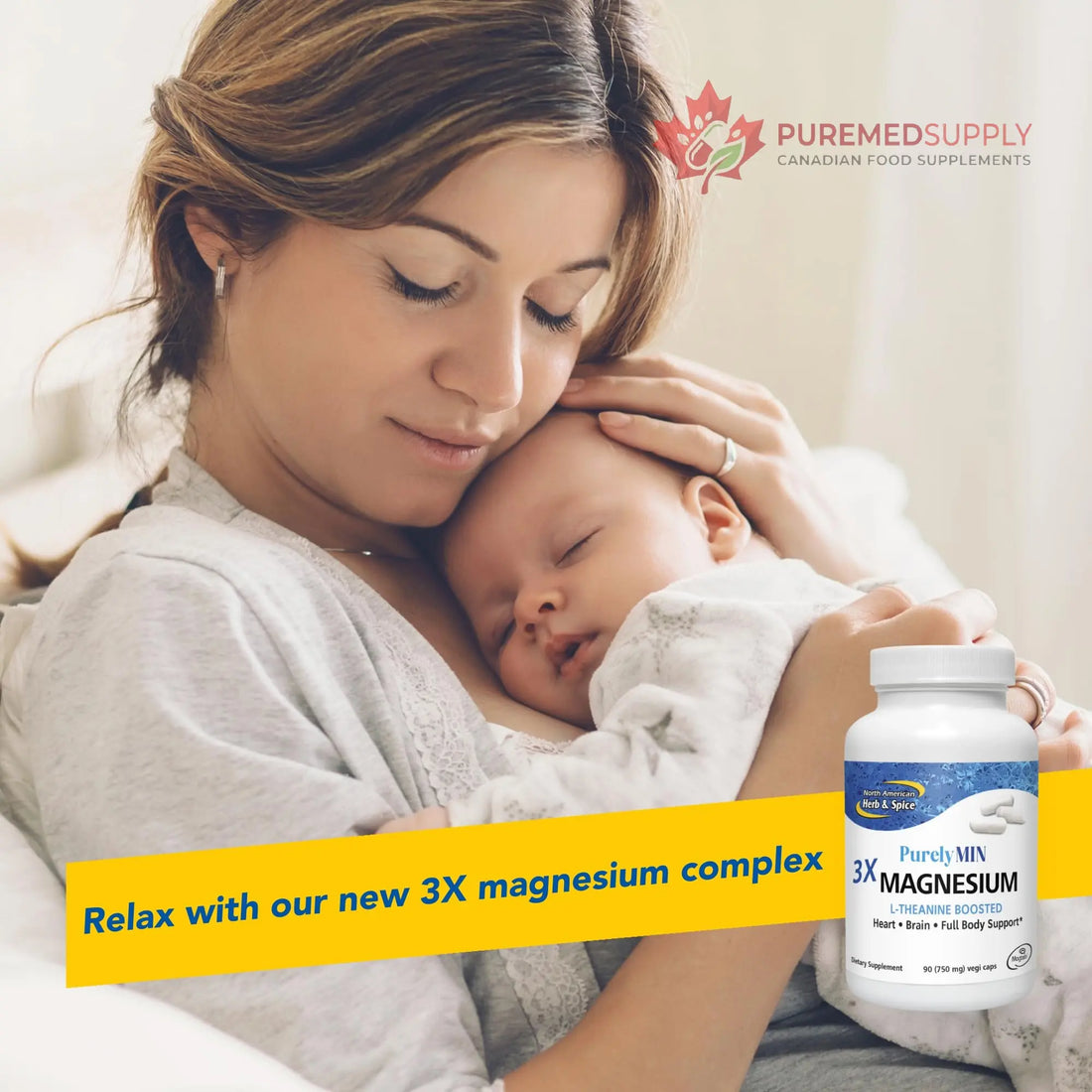 NORTH AMERICAN HERB & SPICE PurelyMin - 90 Vegi Caps - Highly Absorbable Magnesium Complex + L-Theanine - 30 Servings NORTH AMERICAN HERB & SPICE buy supplements canada