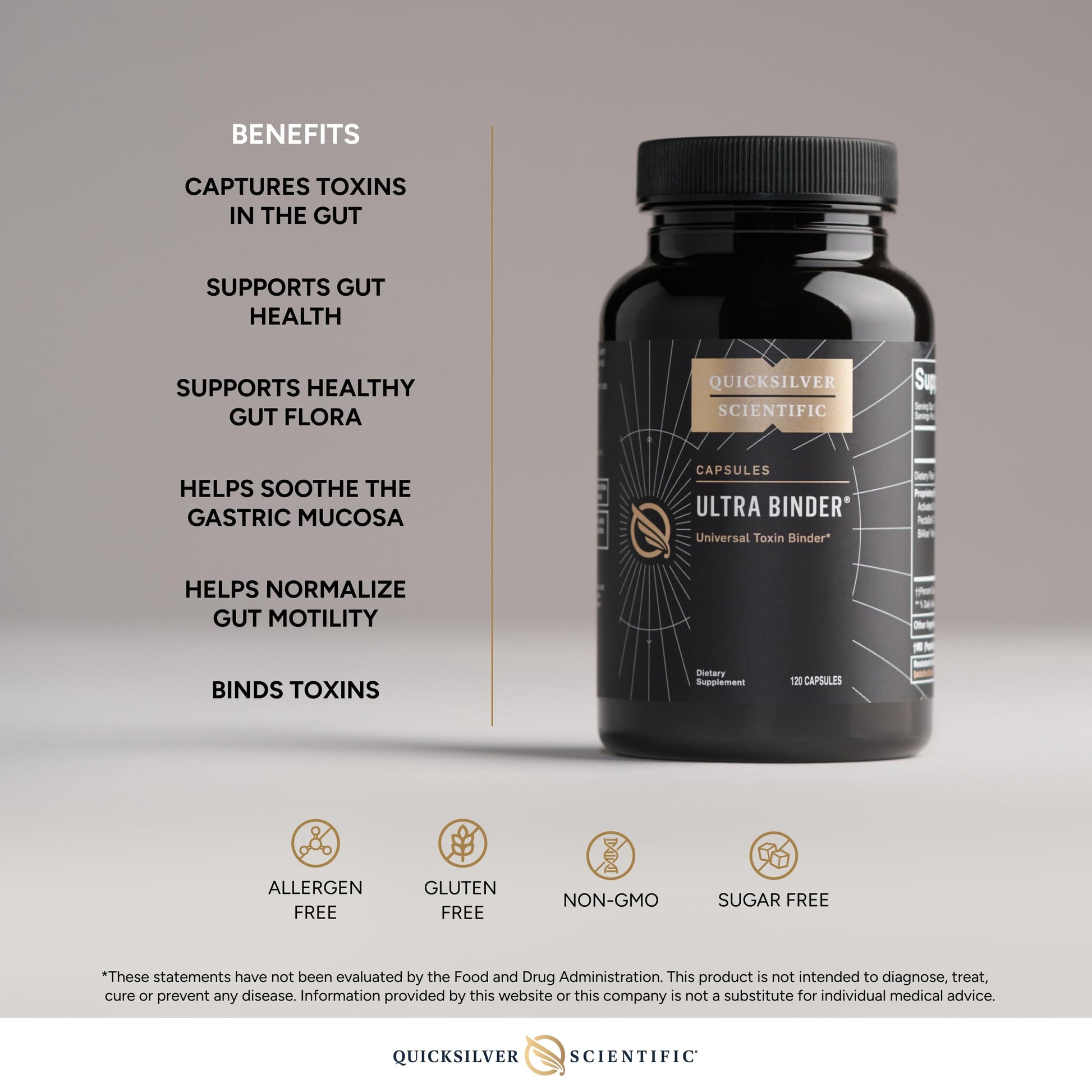 Quicksilver Scientific Ultra Binder - Multi Toxin Binder with Bentonite Clay Powder, Zeolite Detox & Charcoal - Supplement for Gut Support & The Body's Toxin Removal Process (120 Capsules) Quicksilver Scientific buy supplements canada