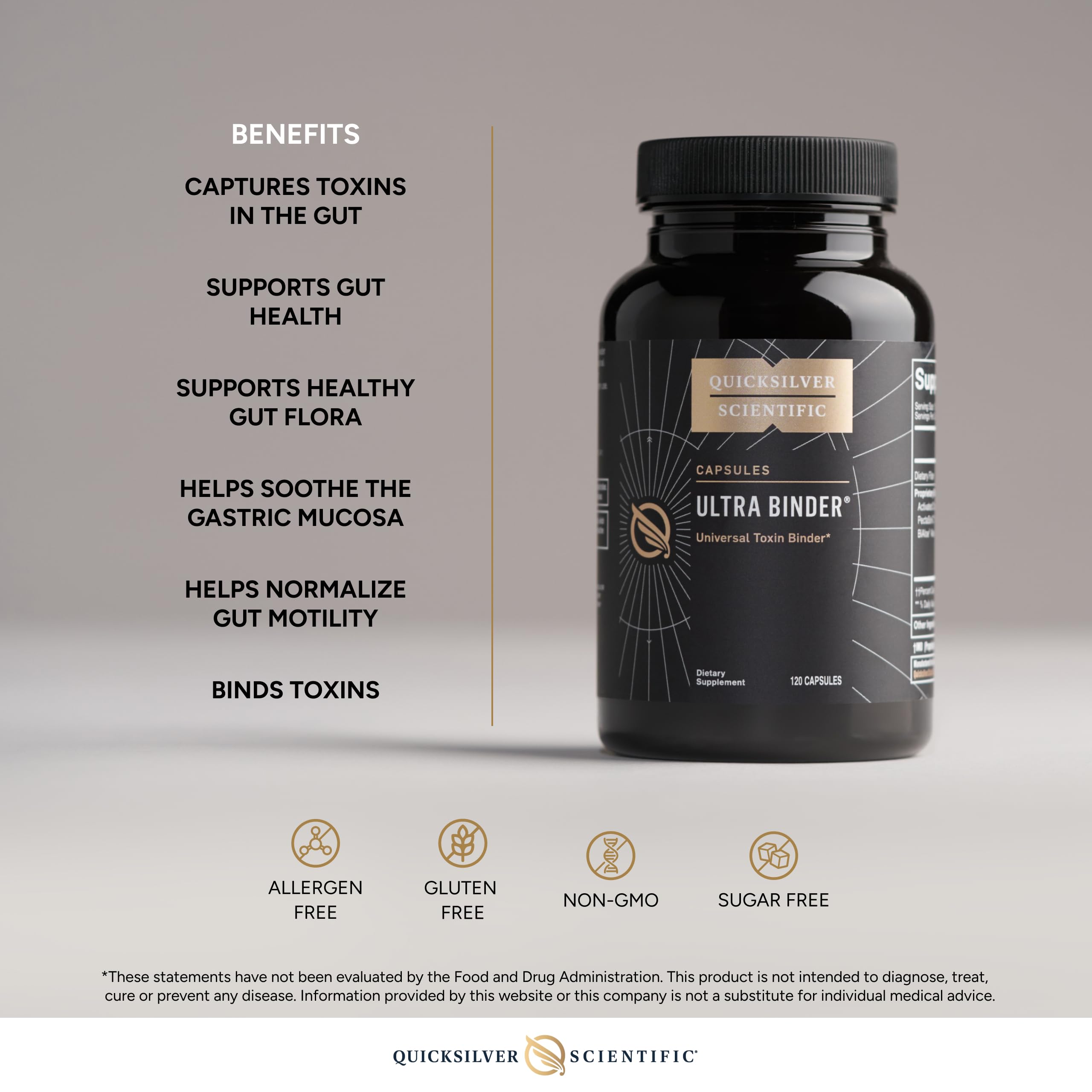 Quicksilver Scientific Ultra Binder - Multi Toxin Binder with Bentonite Clay Powder, Zeolite Detox & Charcoal - Supplement for Gut Support & The Body's Toxin Removal Process (120 Capsules) Quicksilver Scientific buy supplements canada