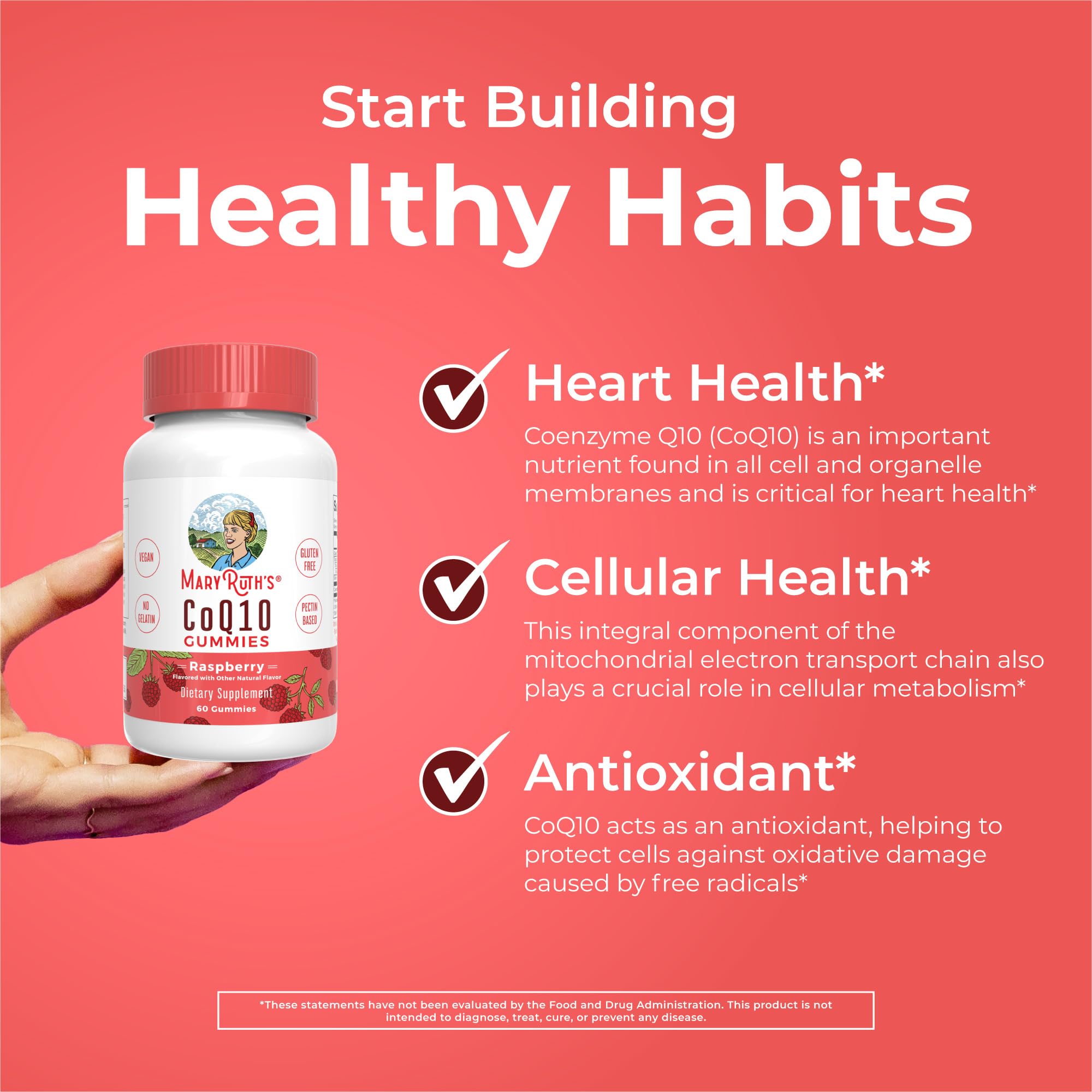 MaryRuth Organics CoQ10 Gummies | Coenzyme Q10 | Gummy Supplements for Heart Health & Cellular Health | Antioxidant | CoQ10 120 mg | Vegan | Non-GMO | Gluten Free | 60 Count | 1 Month Supply MARYRUTH'S buy supplements canada