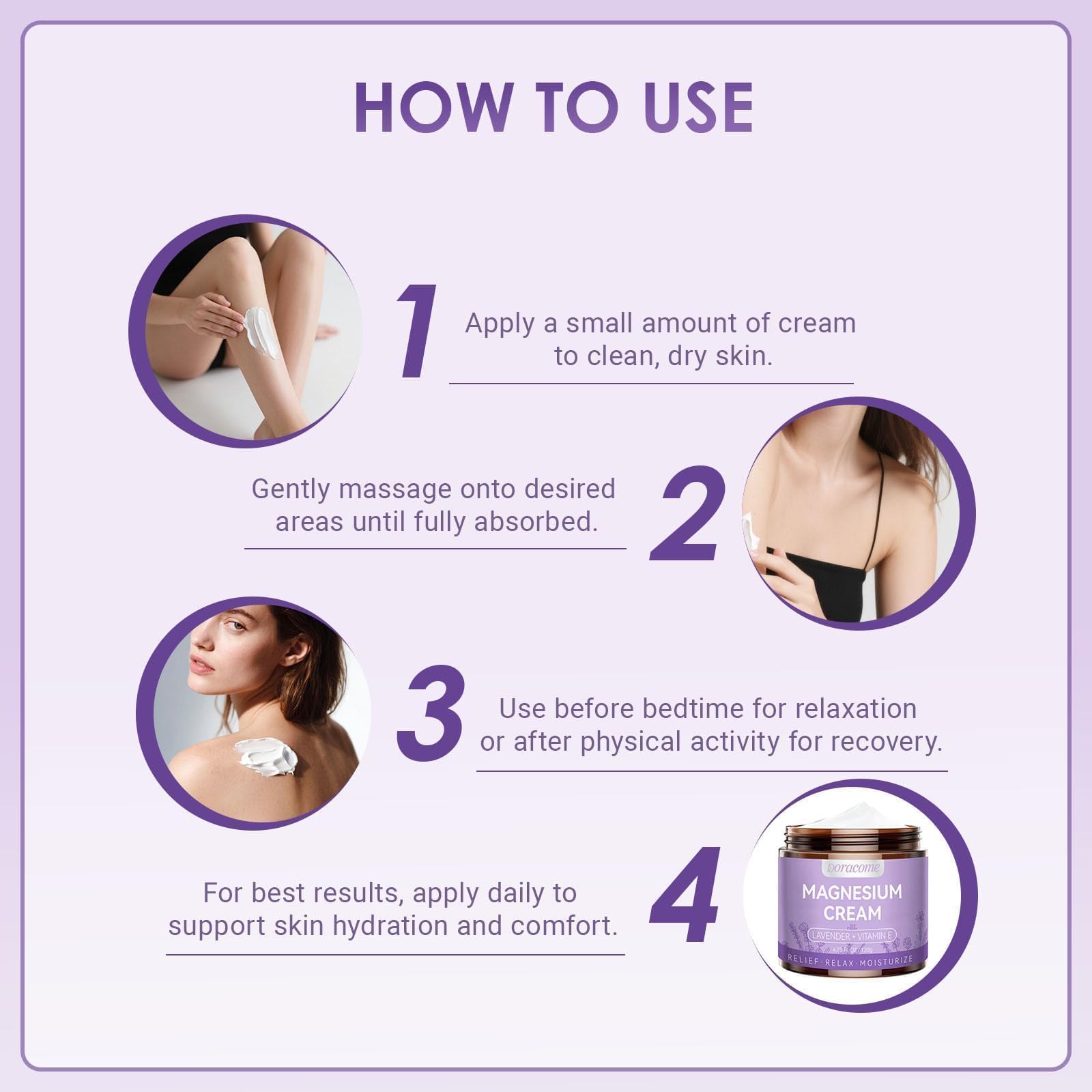 Doracome Magnesium Moisturizing Cream for Muscle Relief, Sleep Support and Stress Relief, Fast-Absorbing Formula,Skin Friendly,Lightly Scented Doracome buy supplements canada