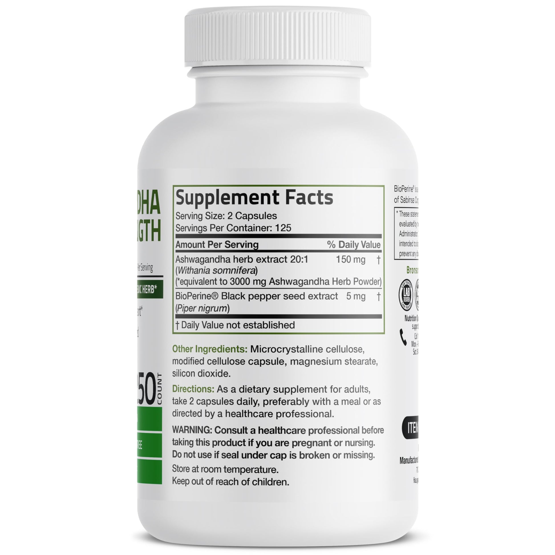 Bronson Ashwagandha Extra Strength 3000 mg Stress & Mood Support with BioPerine Bronson buy supplements canada
